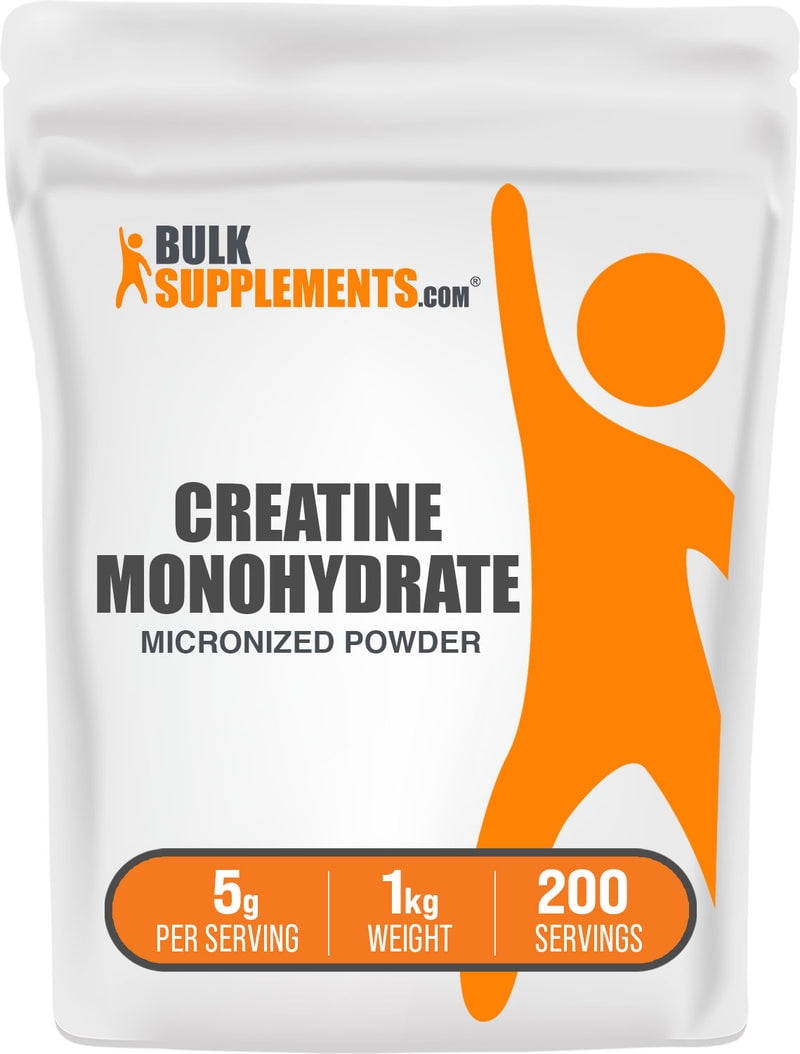 BulkSupplements® Creatine Monohydrate Powder, Micronized, 5g per Serving, 1kg, 200 Servings