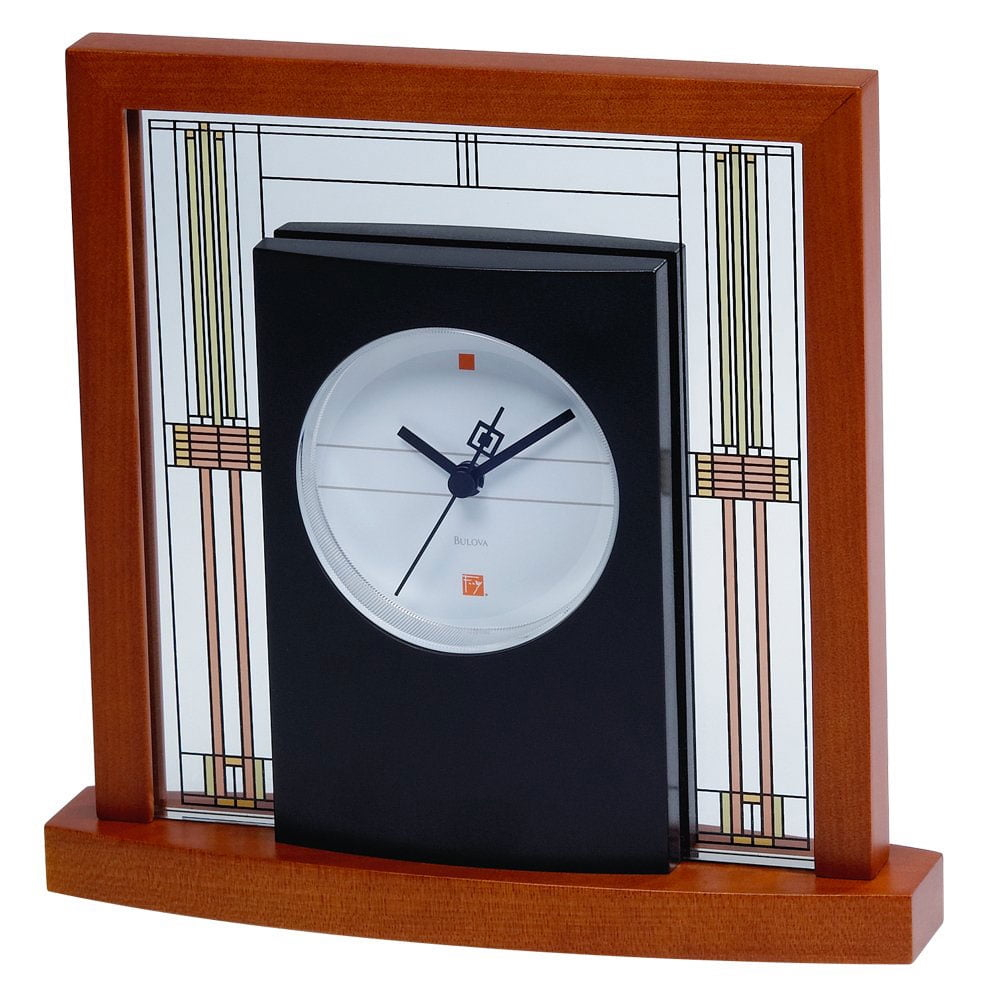 Bulova Clocks Frank Lloyd Wright Willits Table Clock,  Light Cherry