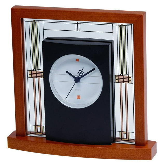 Bulova Clocks Frank Lloyd Wright Willits Table Clock,  Light Cherry