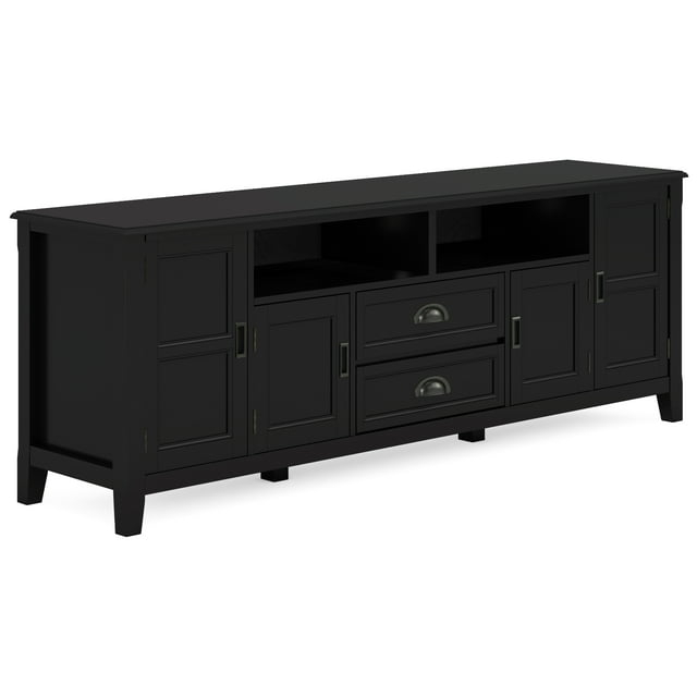 Simpli Home Burlington 72"W Solid Wood TV Stand for TVs up to 80" with 4 Cabinets