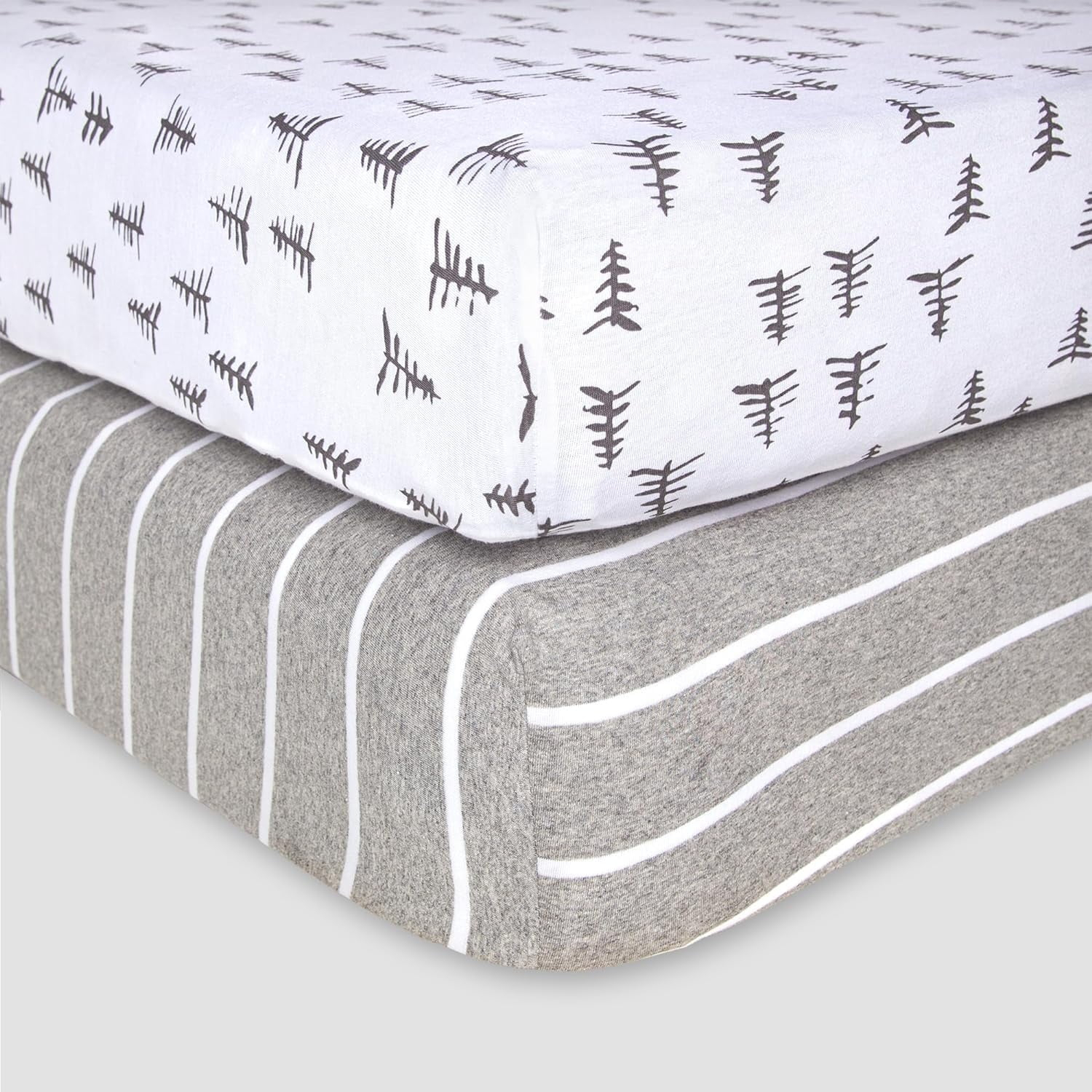 Burt's Bees Baby 100% Organic Cotton Solid Fitted Unisex Crib Sheets, Heather Grey, 2-Pack