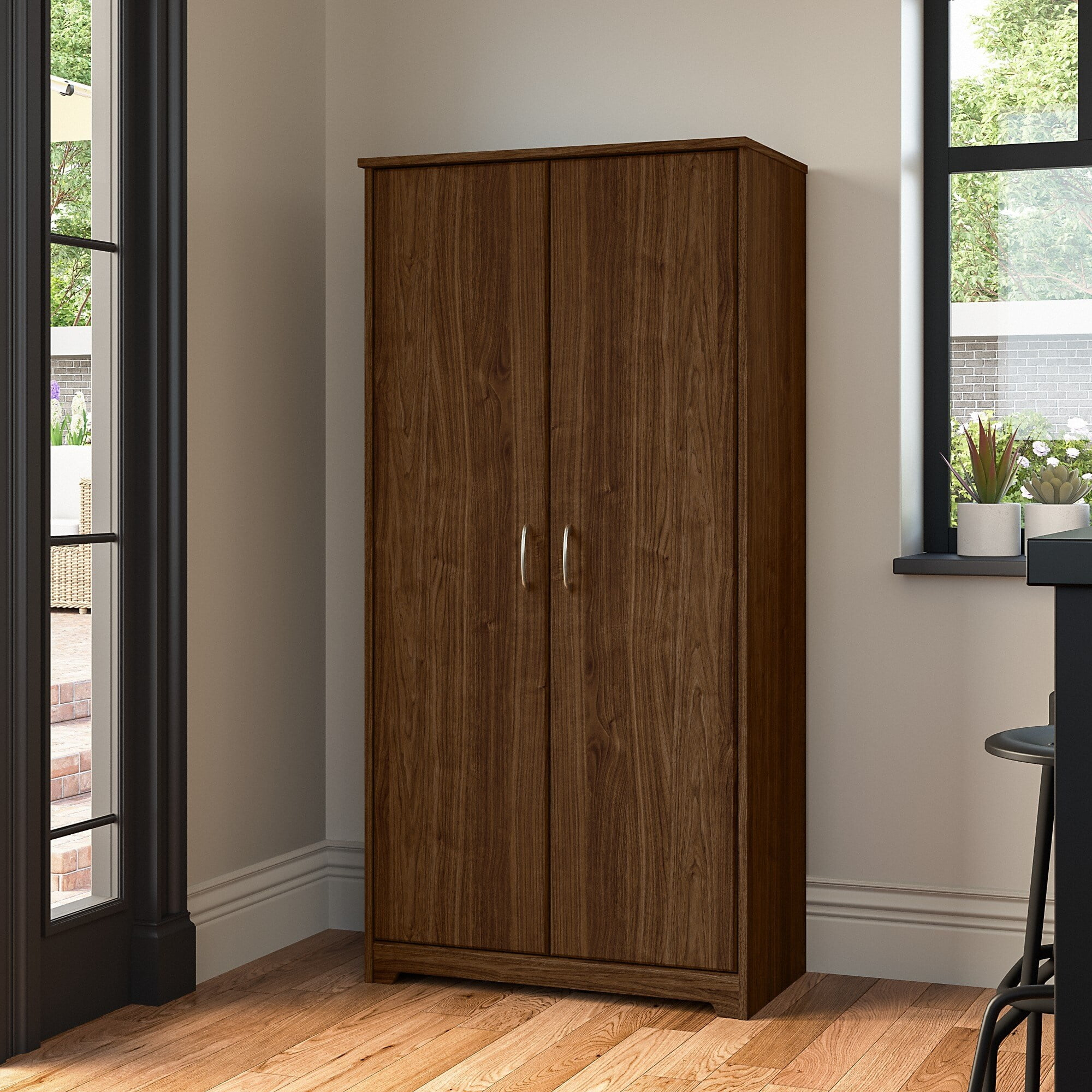 Bush Furniture Cabot Kitchen Pantry Cabinet in Modern Walnut - Engineered Wood