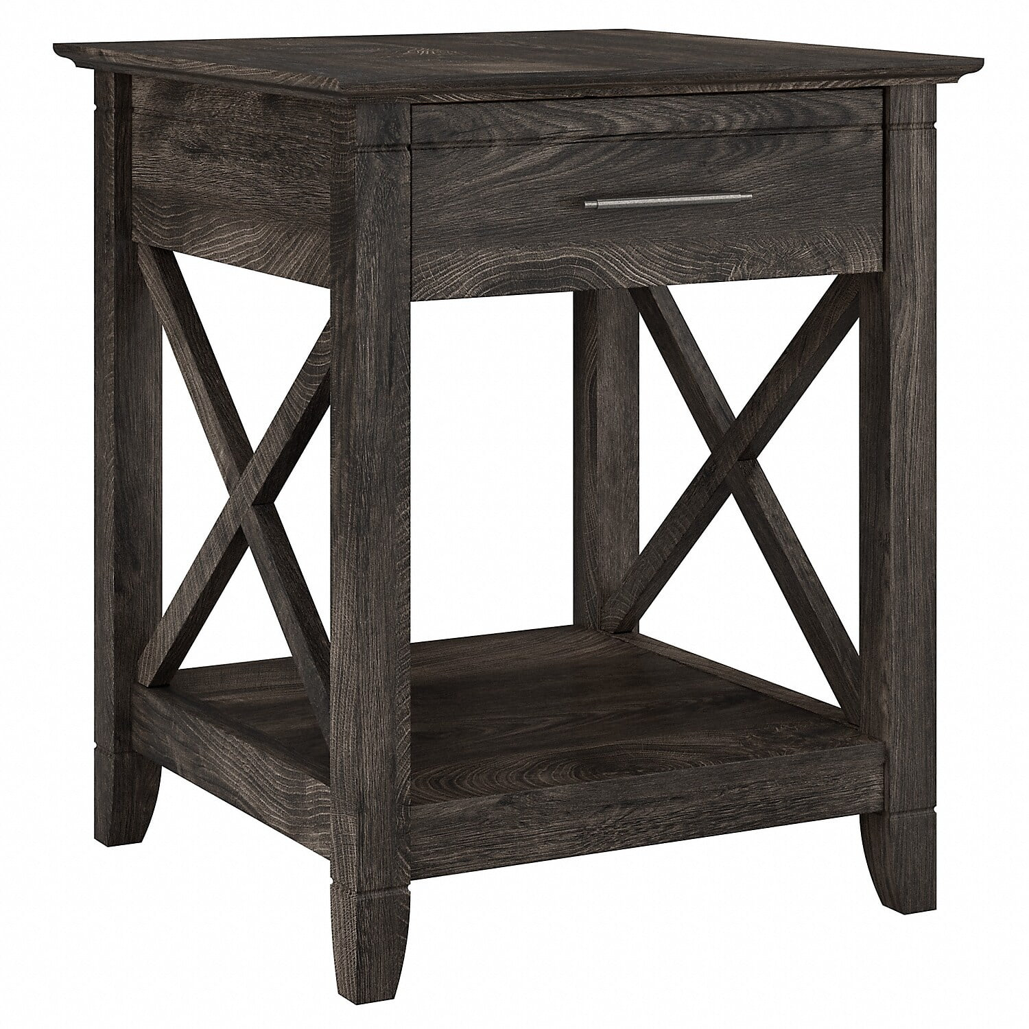 Bush Furniture Key West End Table with Storage, Dark Gray Hickory