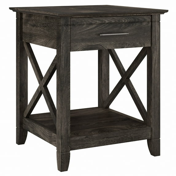 Bush Furniture Key West End Table with Storage, Dark Gray Hickory