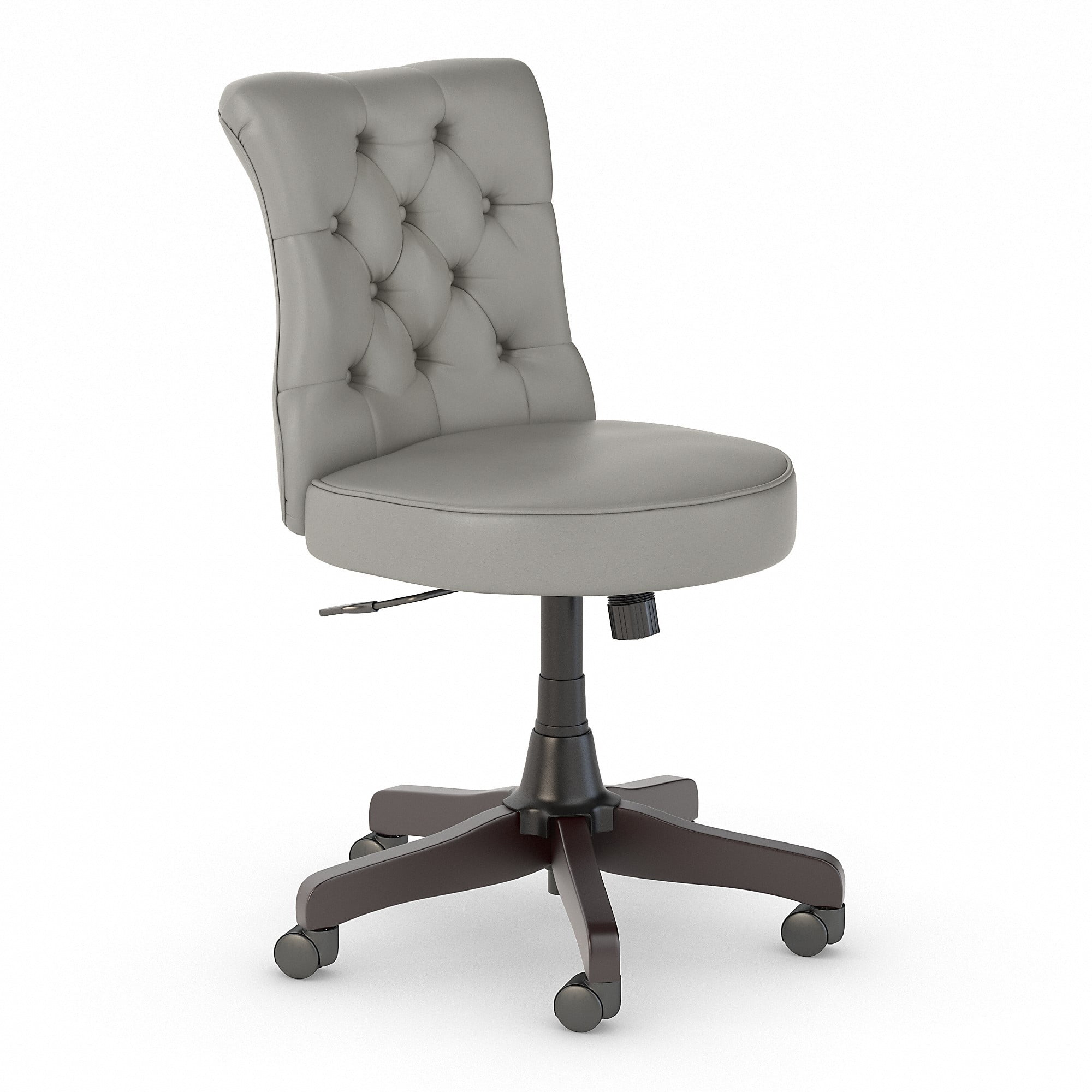 Bush Furniture Key West Mid Back Tufted Office Chair in Light Gray Leather