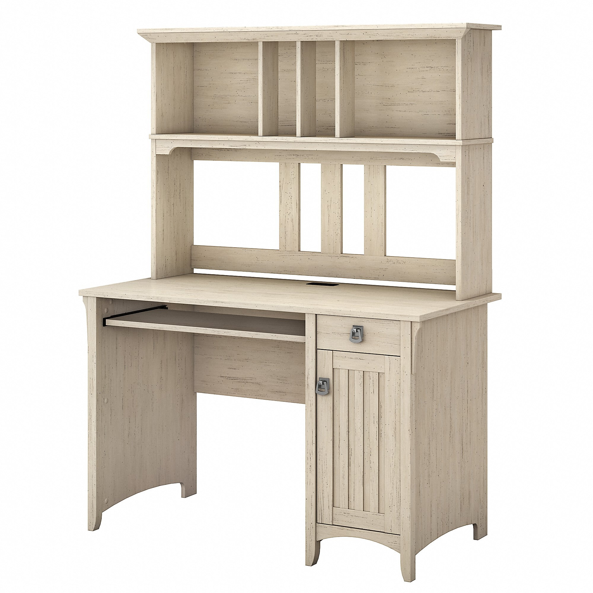 Bush Furniture Salinas 48” Computer Desk & Hutch with Storage, Antique White