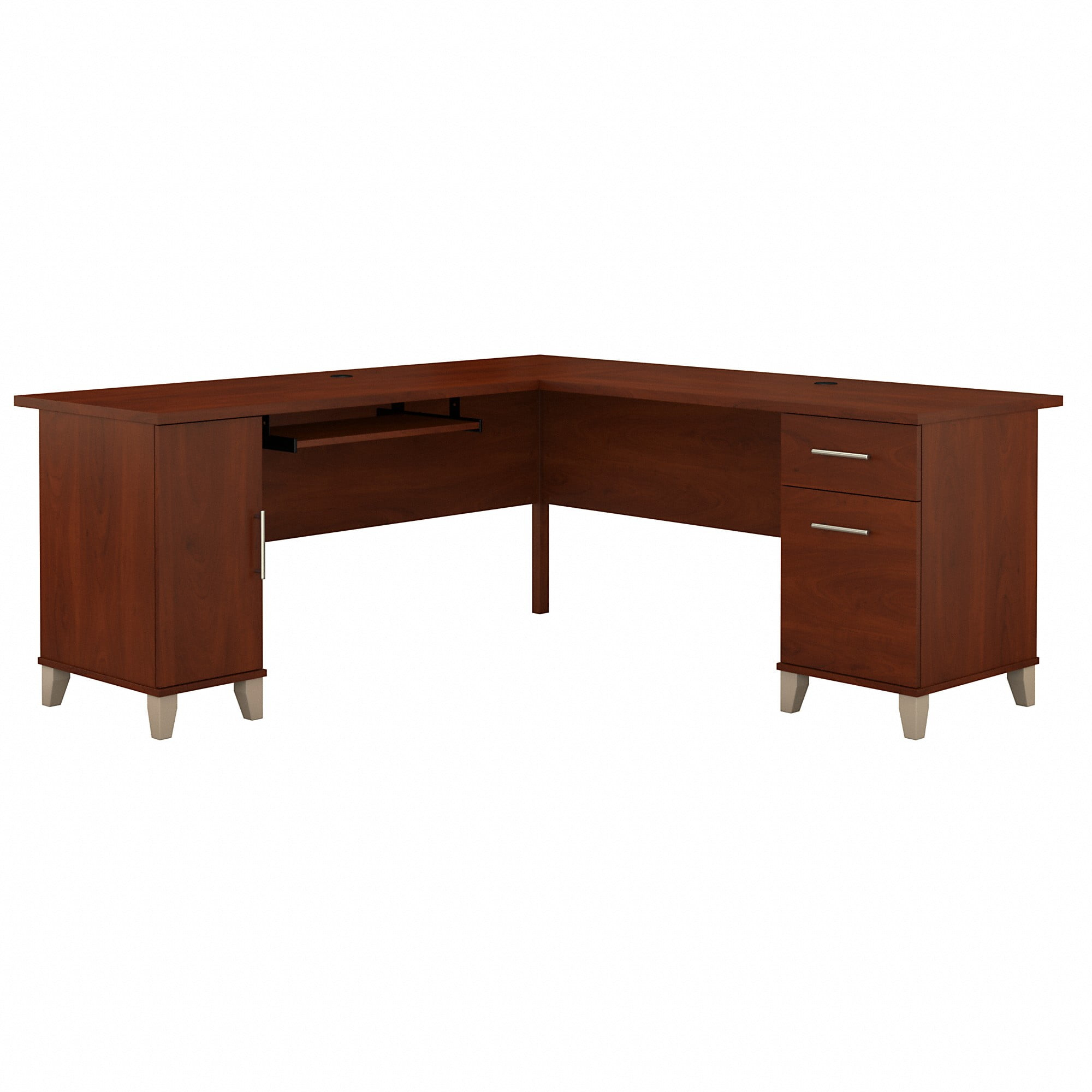 Bush Furniture Somerset 72" L Shaped Desk with Storage, Hansen Cherry