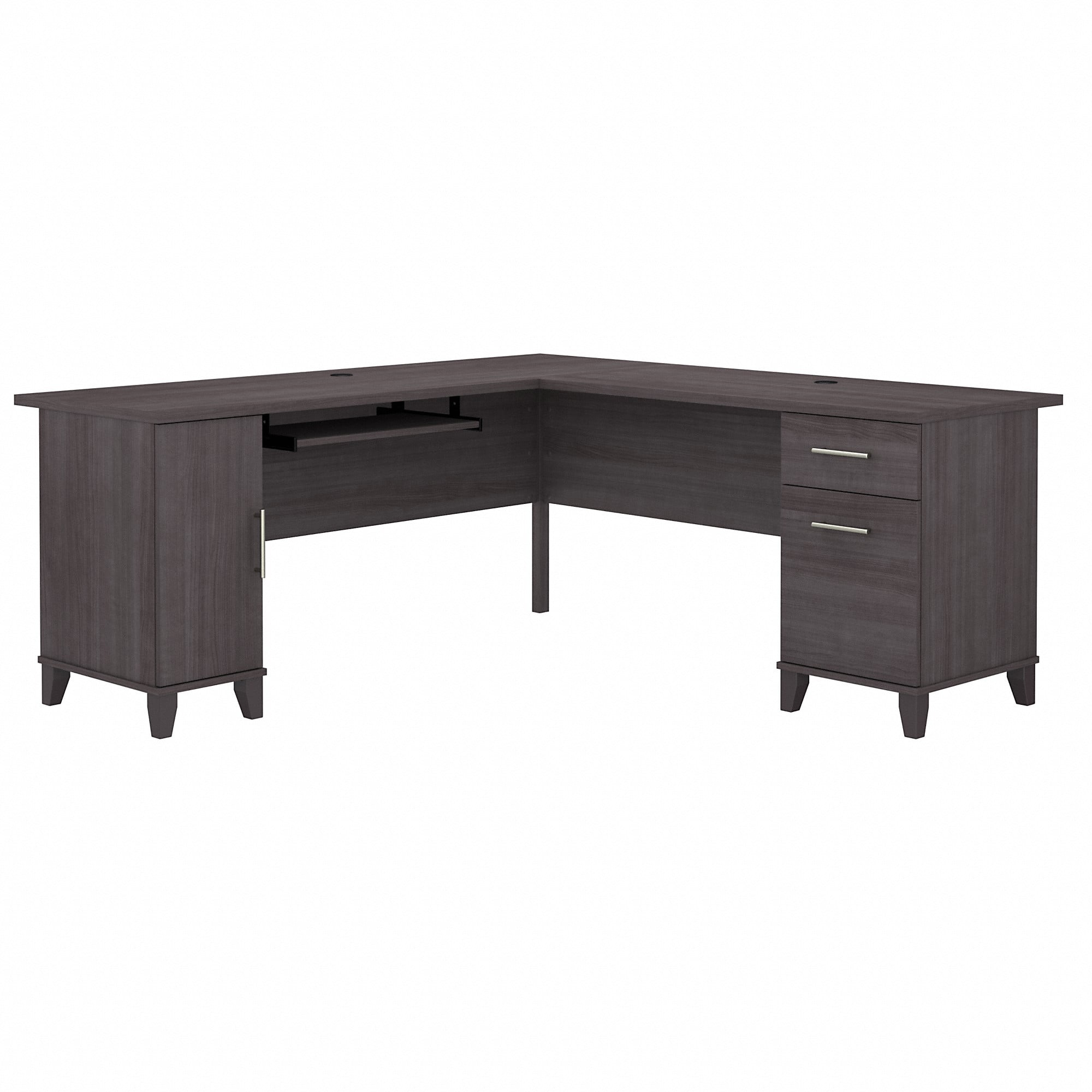 Bush Furniture Somerset 72" L Shaped Desk with Storage, Storm Gray