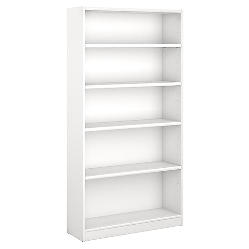 Bush Furniture Universal 5 Shelf Wood Bookcase in Pure White