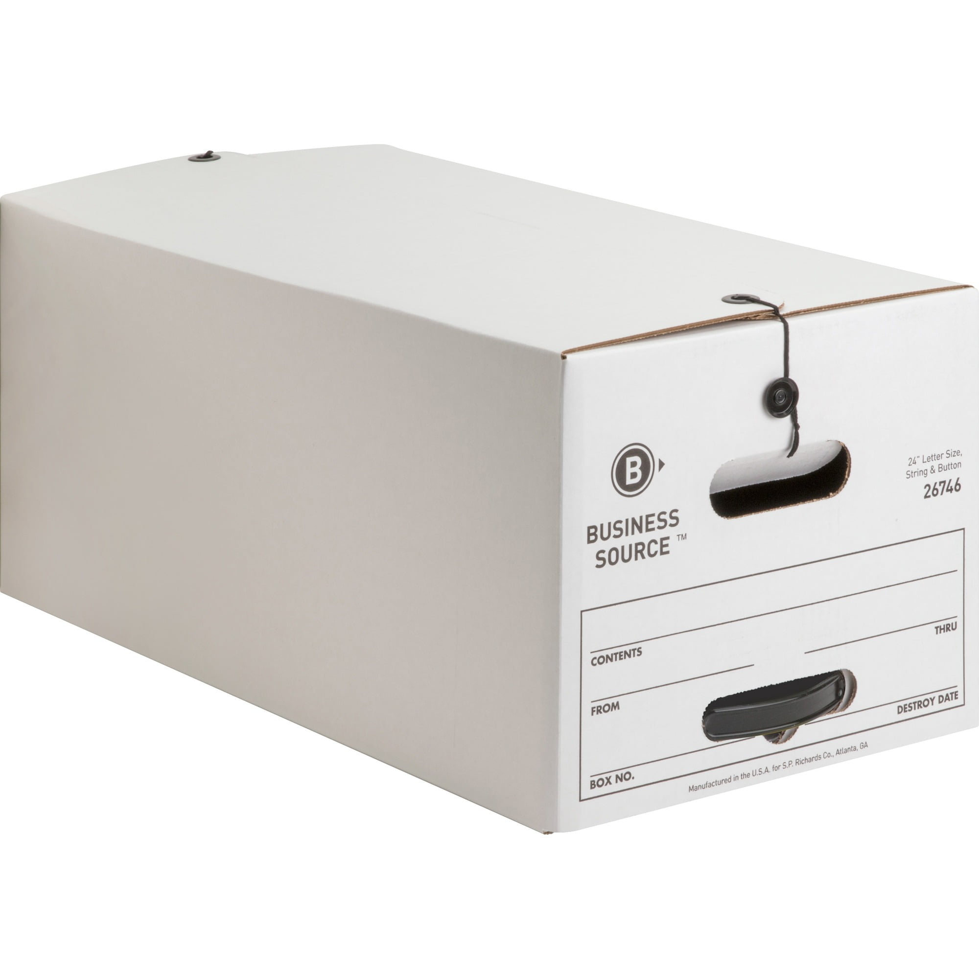 Business Source Medium Duty Letter Size Storage Box Internal Dimensions: 12" Width x 24" Depth x 10" Height - External Dimensions: 12.3" Width x 24.1" Depth x 10.8" Height - Media Size Supported: Lett