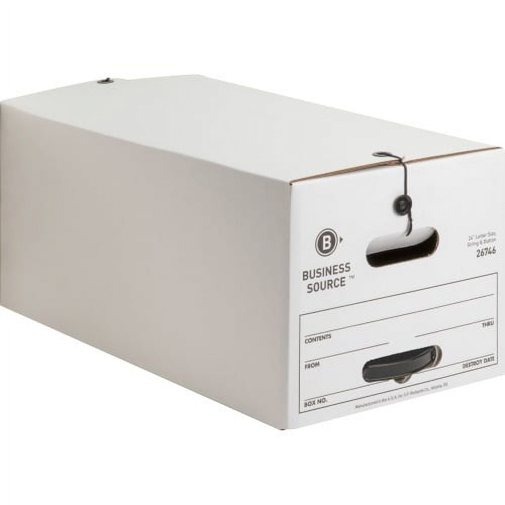 Business Source Medium Duty Letter Size Storage Box Internal Dimensions: 12" Width x 24" Depth x 10" Height - External Dimensions: 12.3" Width x 24.1" Depth x 10.8" Height - Media Size Supported: Lett