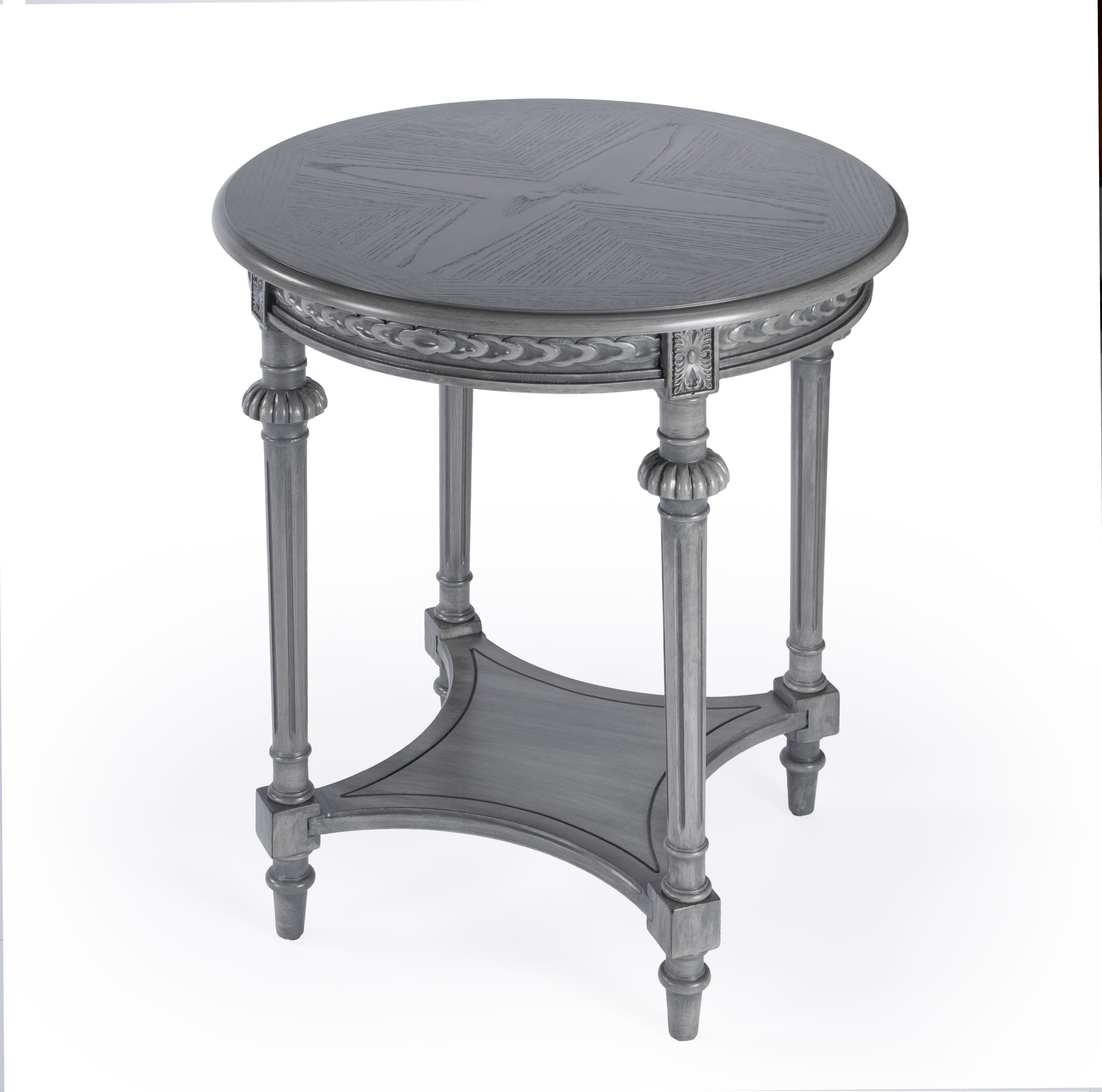 Butler Hellinger Round Gray Wood Lamp Table