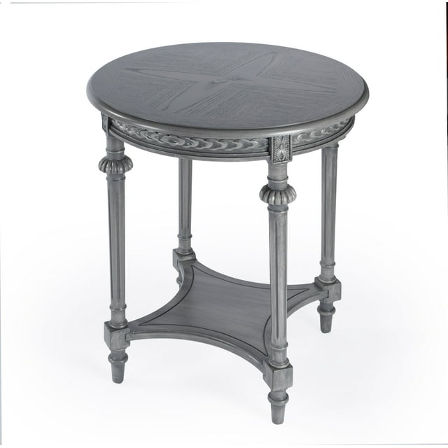 Butler Hellinger Round Gray Wood Lamp Table