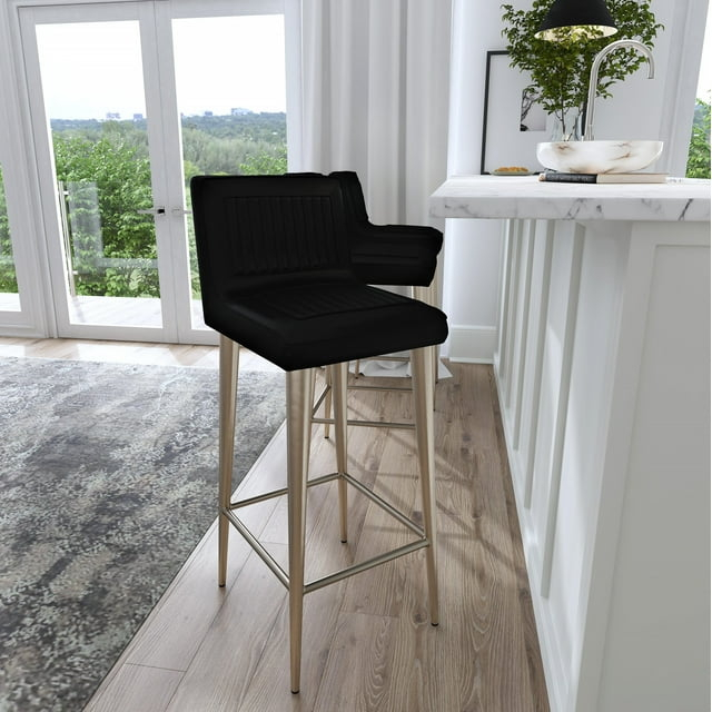 Butler Modern Maxwell Black Leather Bar Stool 4347034