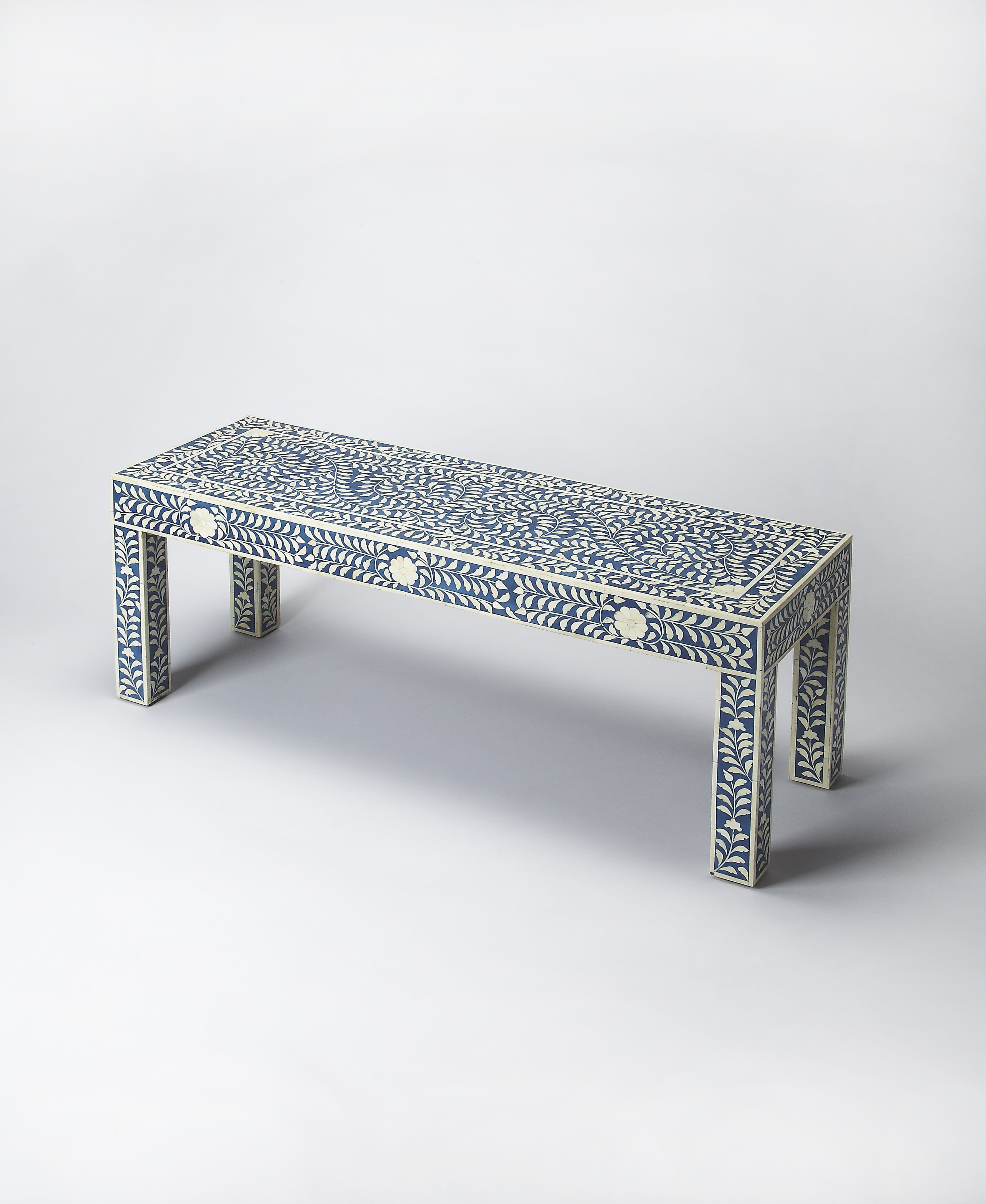 Butler Specialty Bone Inlay Bench In Blue Bone Inlay