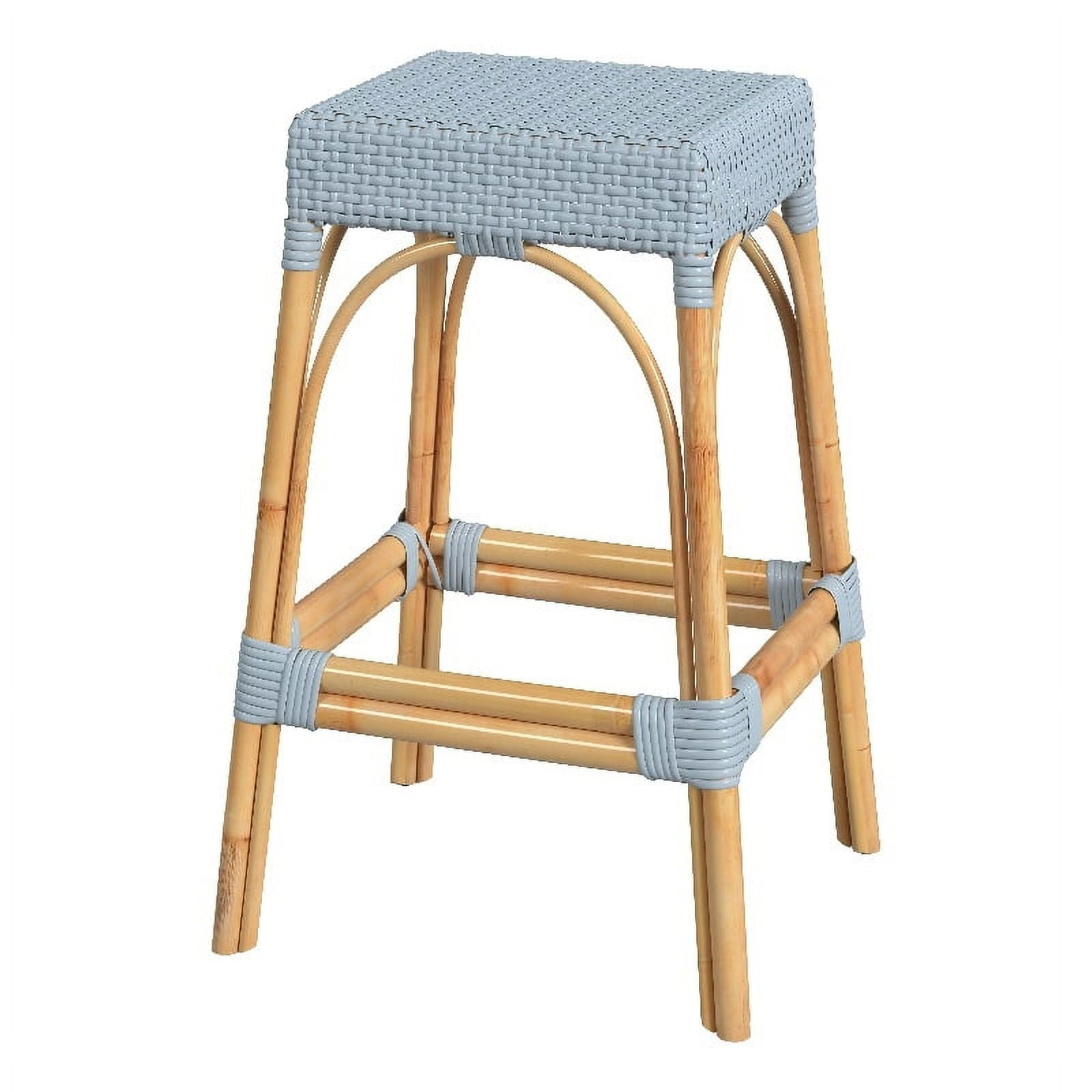 Butler Specialty Company Robias Rectangular Rattan 30" Bar Stool - Baby Blue