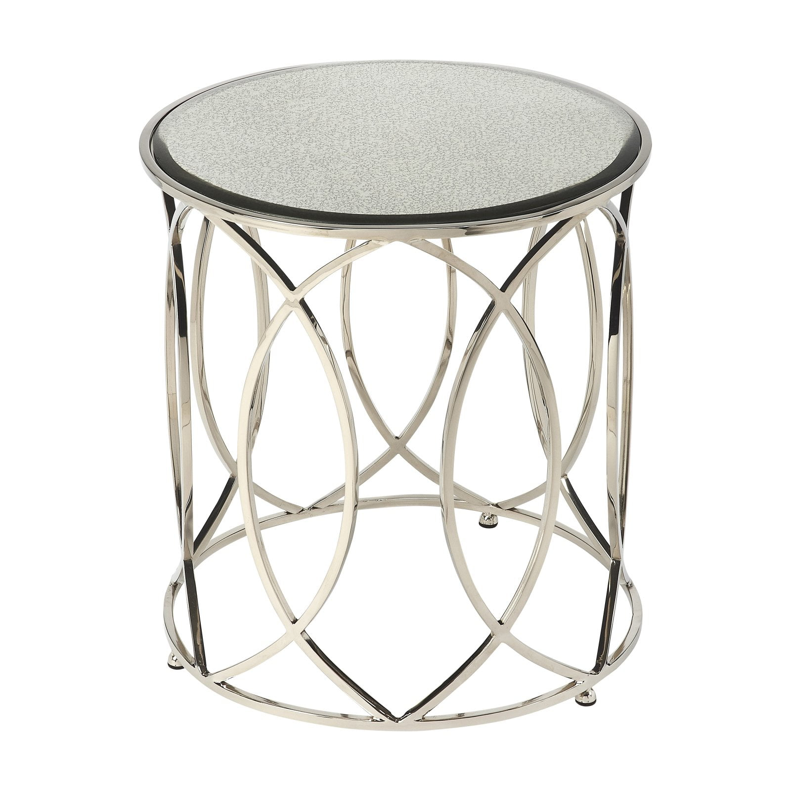 Butler Specialty Desiree Mirror And Nickel End Table In White