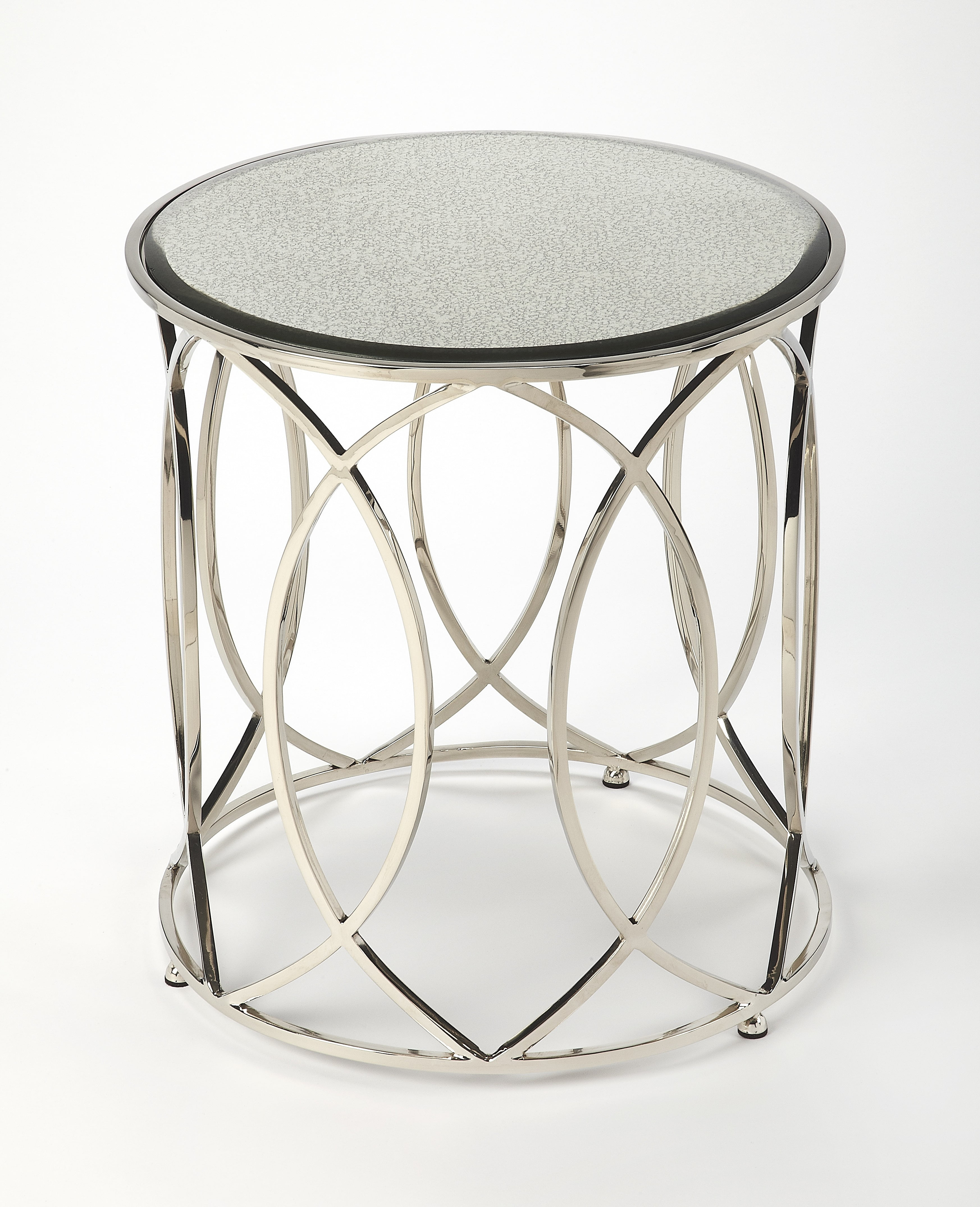 Butler Specialty Desiree Mirror And Nickel End Table In White
