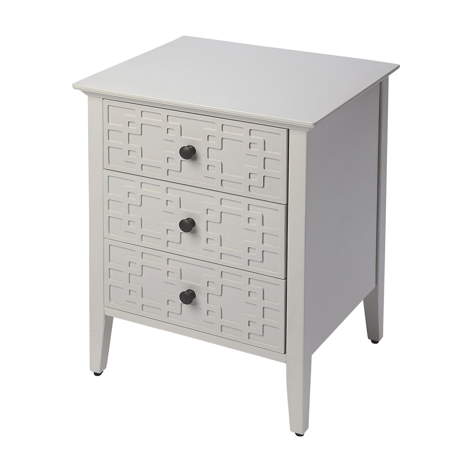 HBBOOMLIFE Butler Specialty Kinsley Glossy 3-Drawer Accent Chest in White