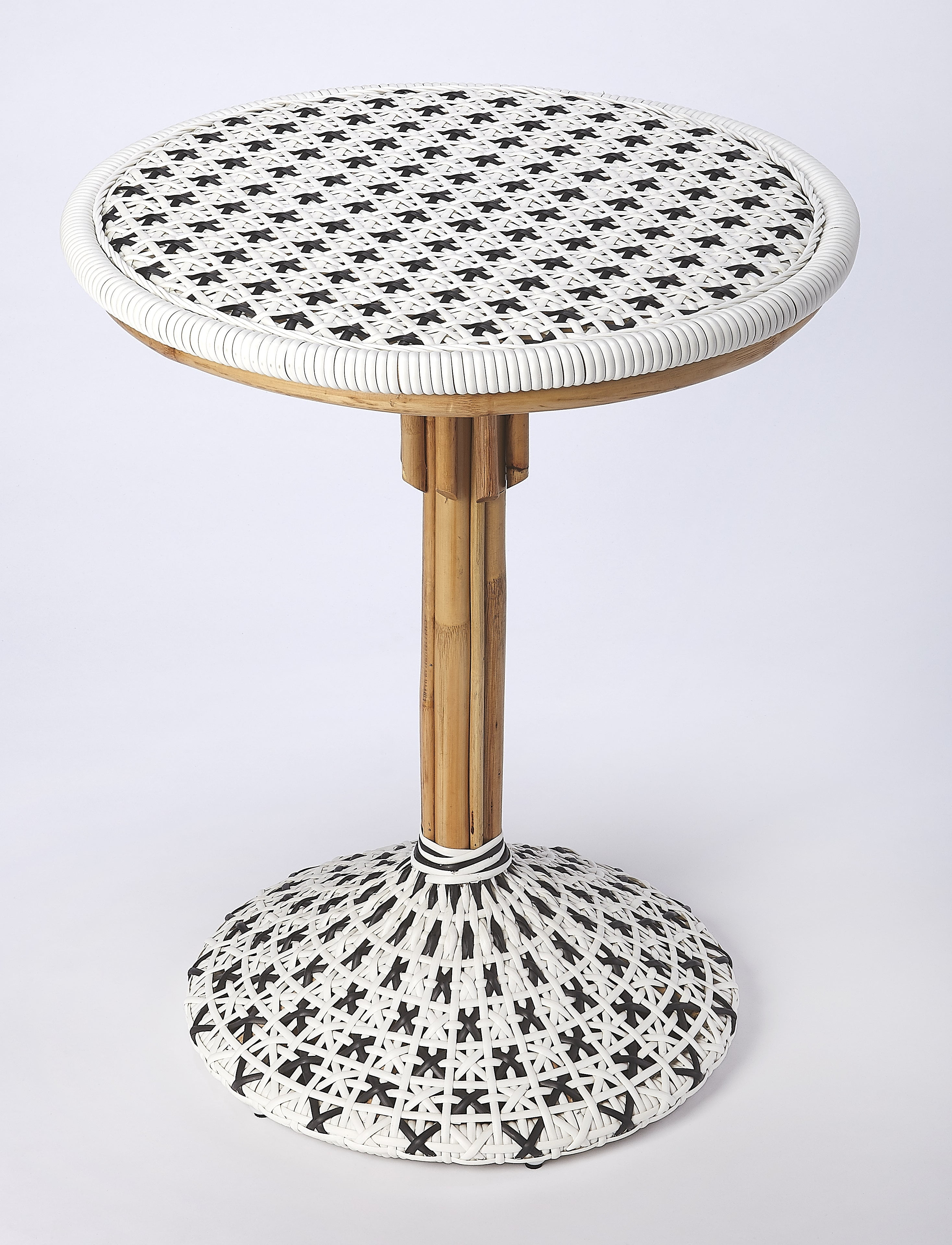 Butler Specialty Tenor Rattan Bistro Table In White And Black