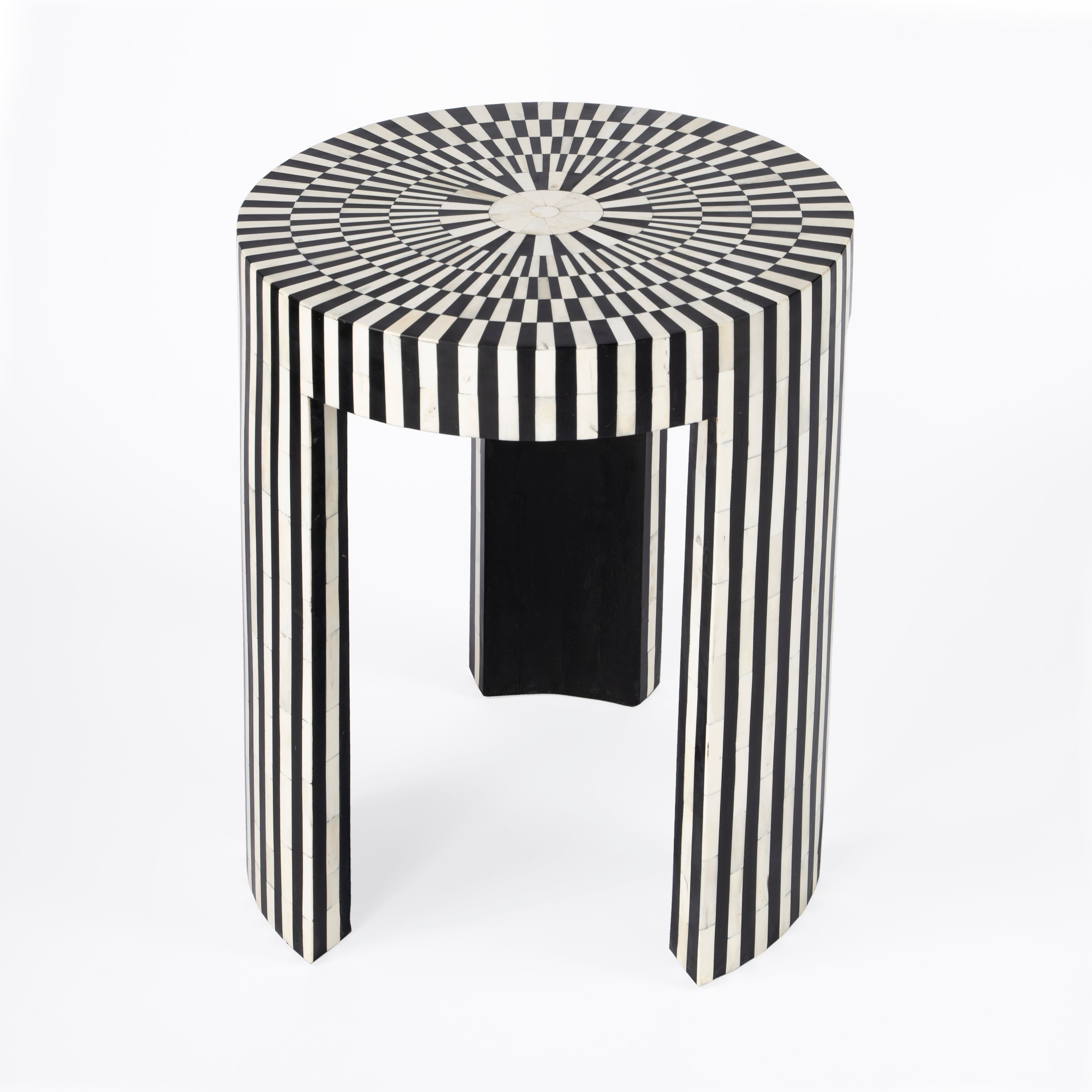 Butler Specialty Transitional Rimma Bone Inlay Side Table In Black And White