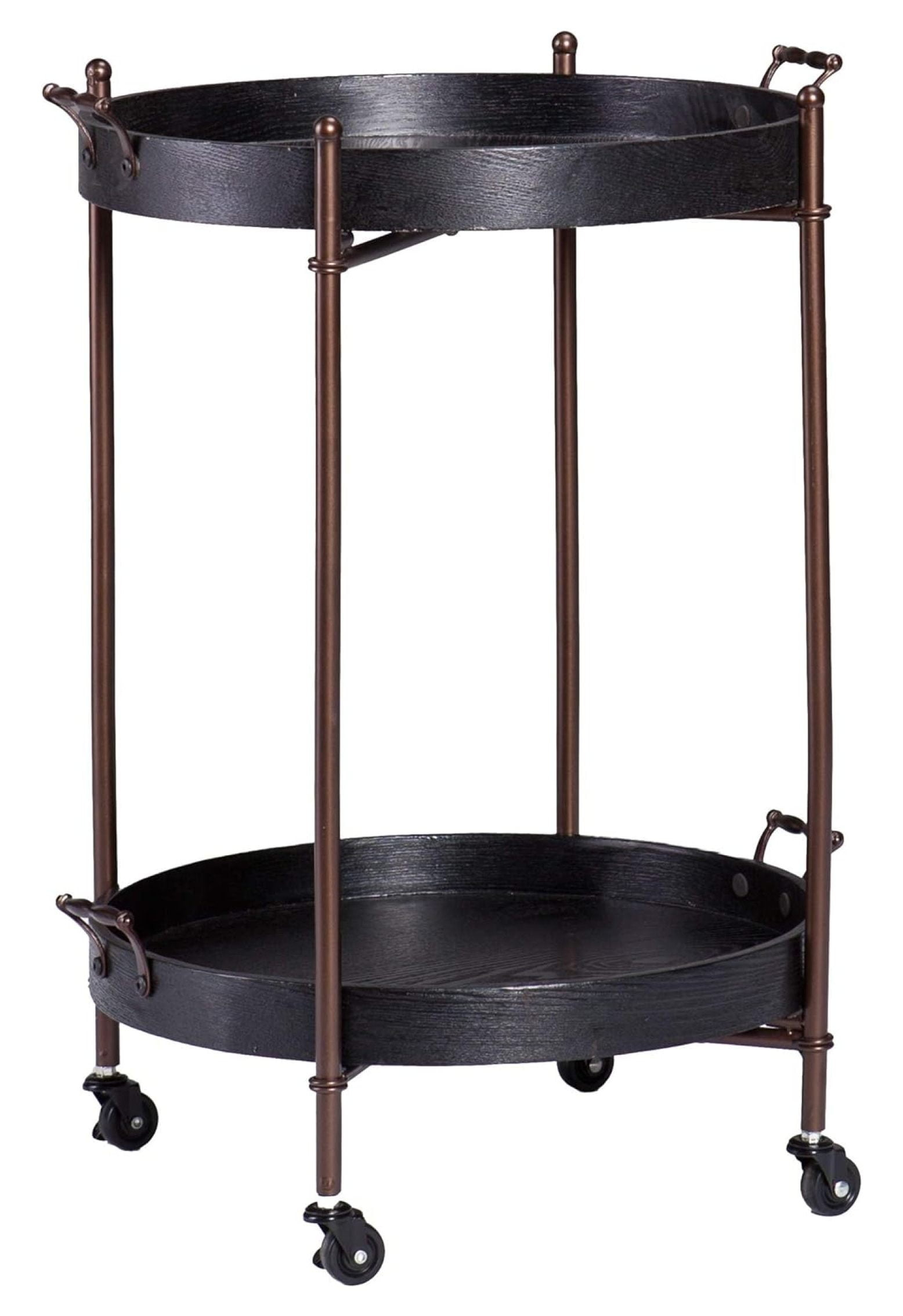 ByEUcuk Alfred Two-Tier Round Butler Table, Black