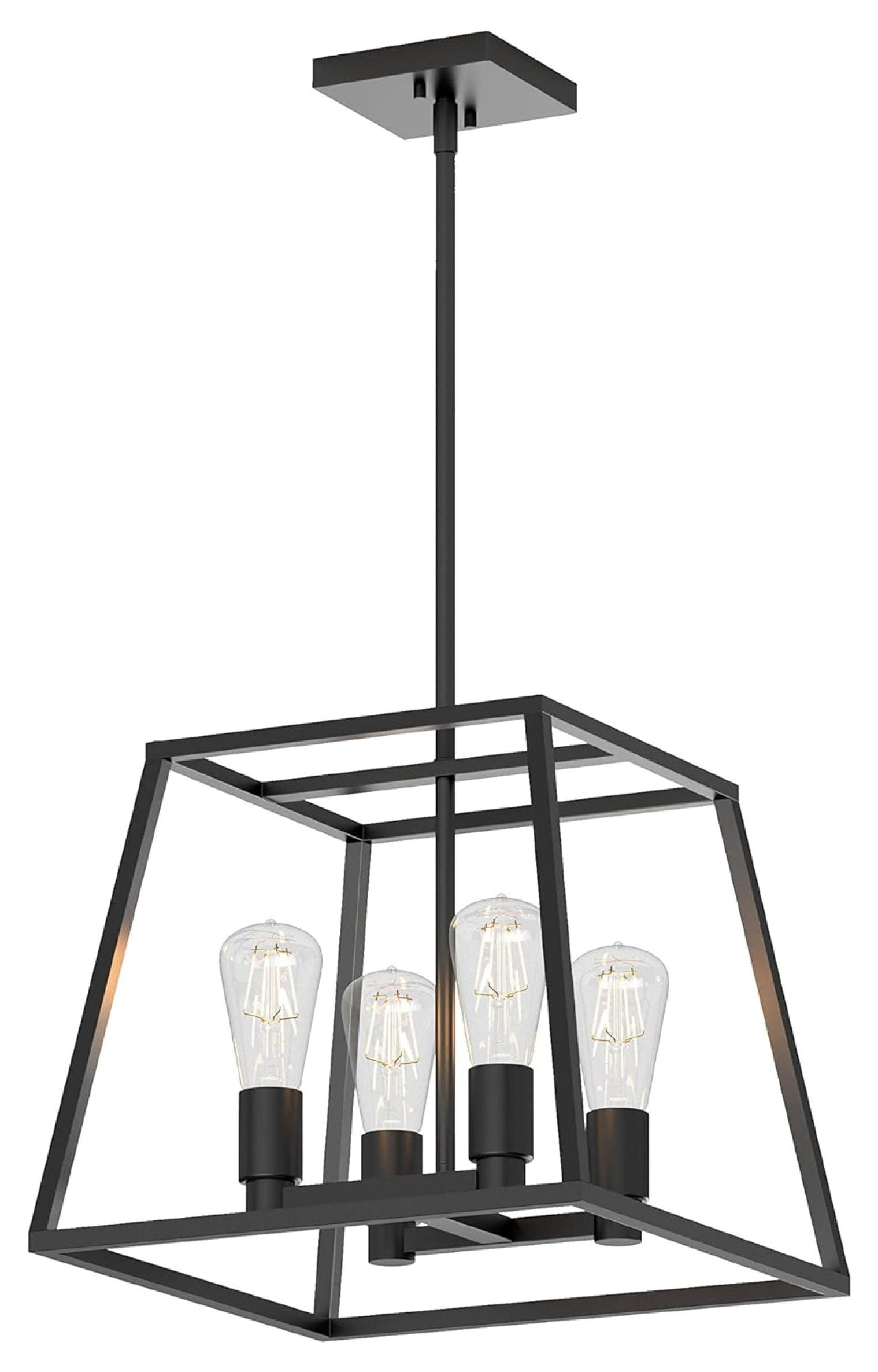 ByEUcuk Carter Farmhouse Chandelier, Matte Black - Geometric Square Pendant Light Ideal for Dining Room, Kitchen Island Light, Made of Steel, Bulb Not Included