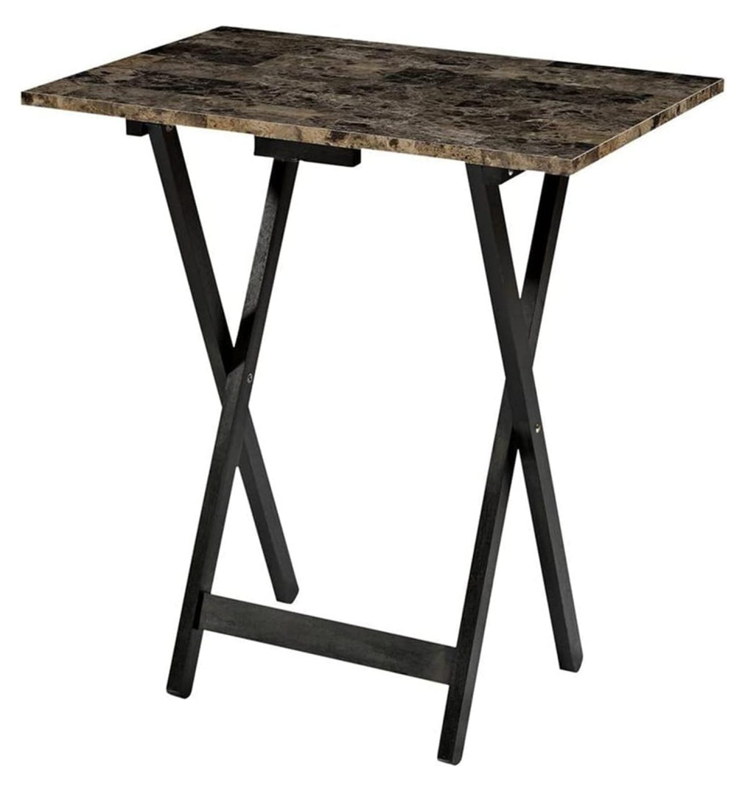 LeCeleBee Home Decor Tray Table Set, Faux Marble, Brown