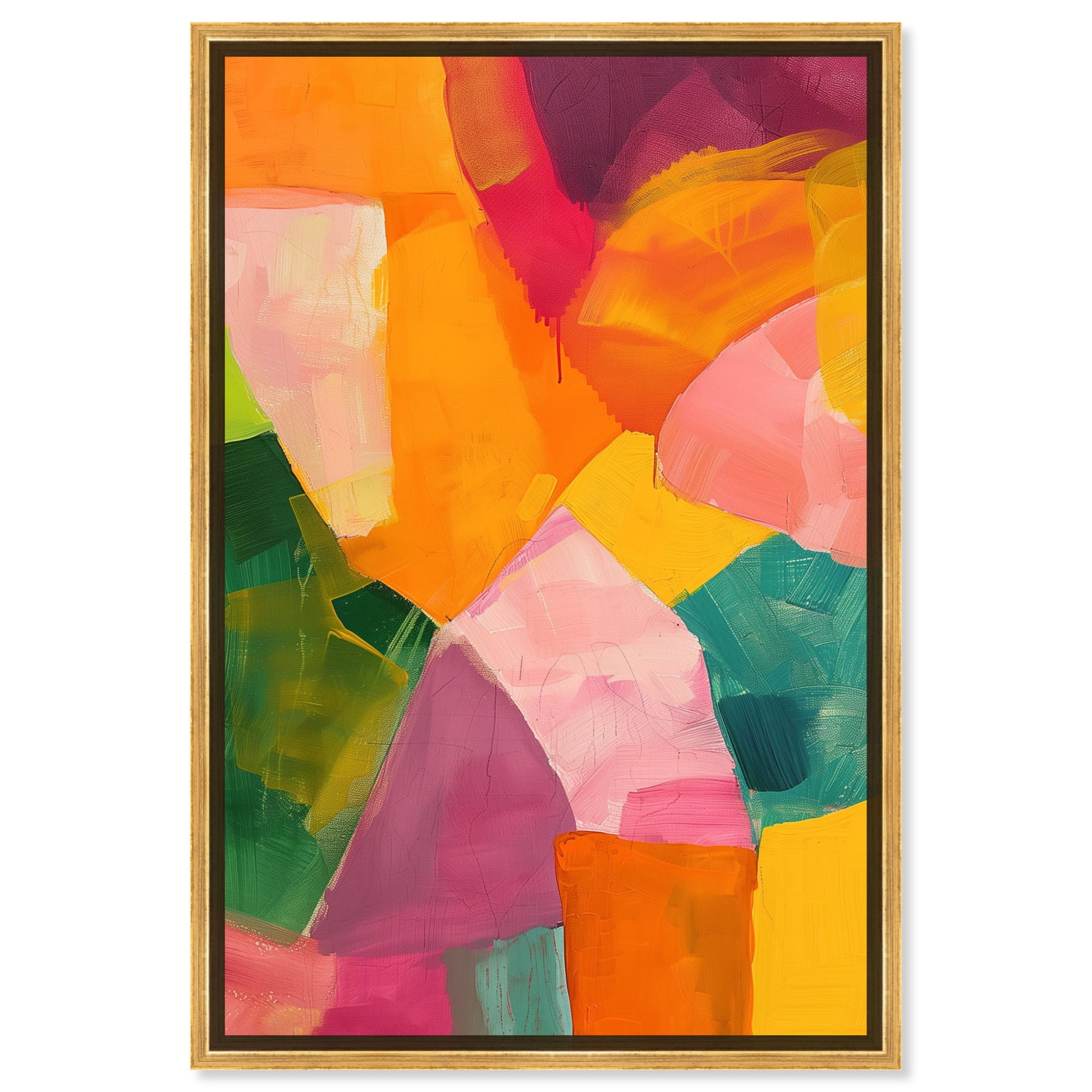 Bygone Seasons Canvas Midcentury Abstract Wall Art by Art Remedy, Gold Frame, 16" x 24"