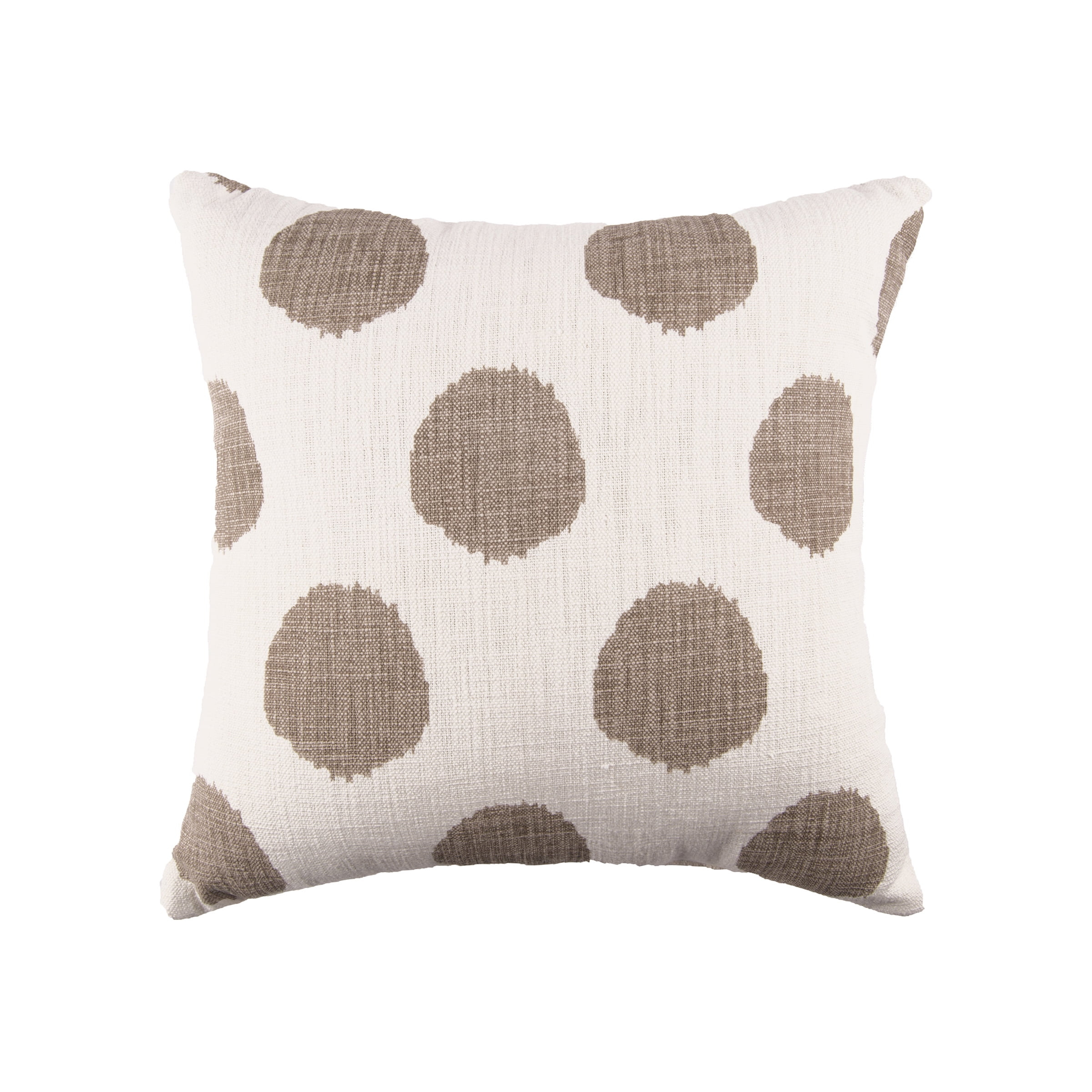 18" x 18" Polka Dot White & Dune Tan Cotton Decor Accent Throw Pillow