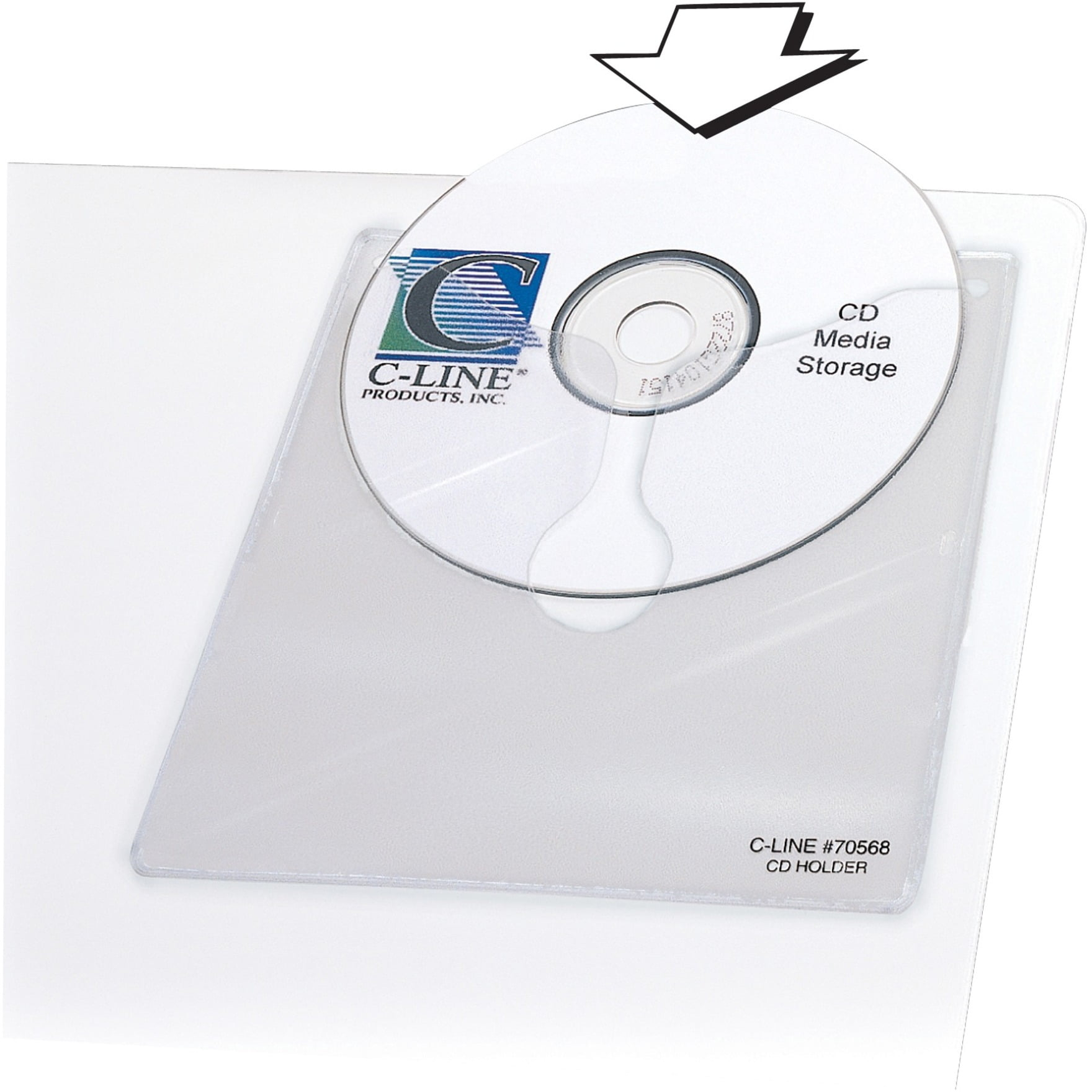 Self-Adhesive CD Holder, 1 Disc Capacity, Clear, 10/Pack