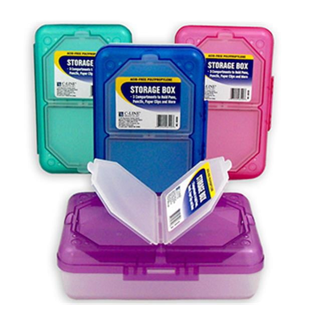 C-Line® Storage Box, 3 Compartments, Assorted Colors