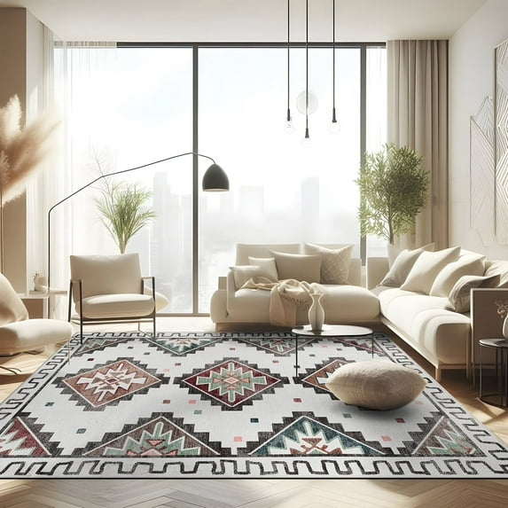 CAMILSON Oriental Retro Persian Traditional Vintage Distressed Non-Shedding Indoor Area Rug(4006-Beige 8x10)
