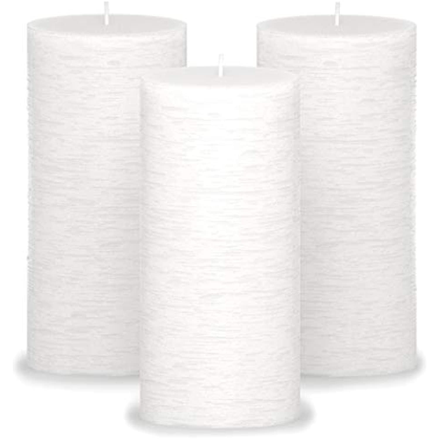 CANDWAX 3x6 Pillar Candles Set of 3 - Decorative Rustic Candles Unscented and Valentines Candles - Ideal as Wedding Candles or Large Candles for Home Interior - White Candles