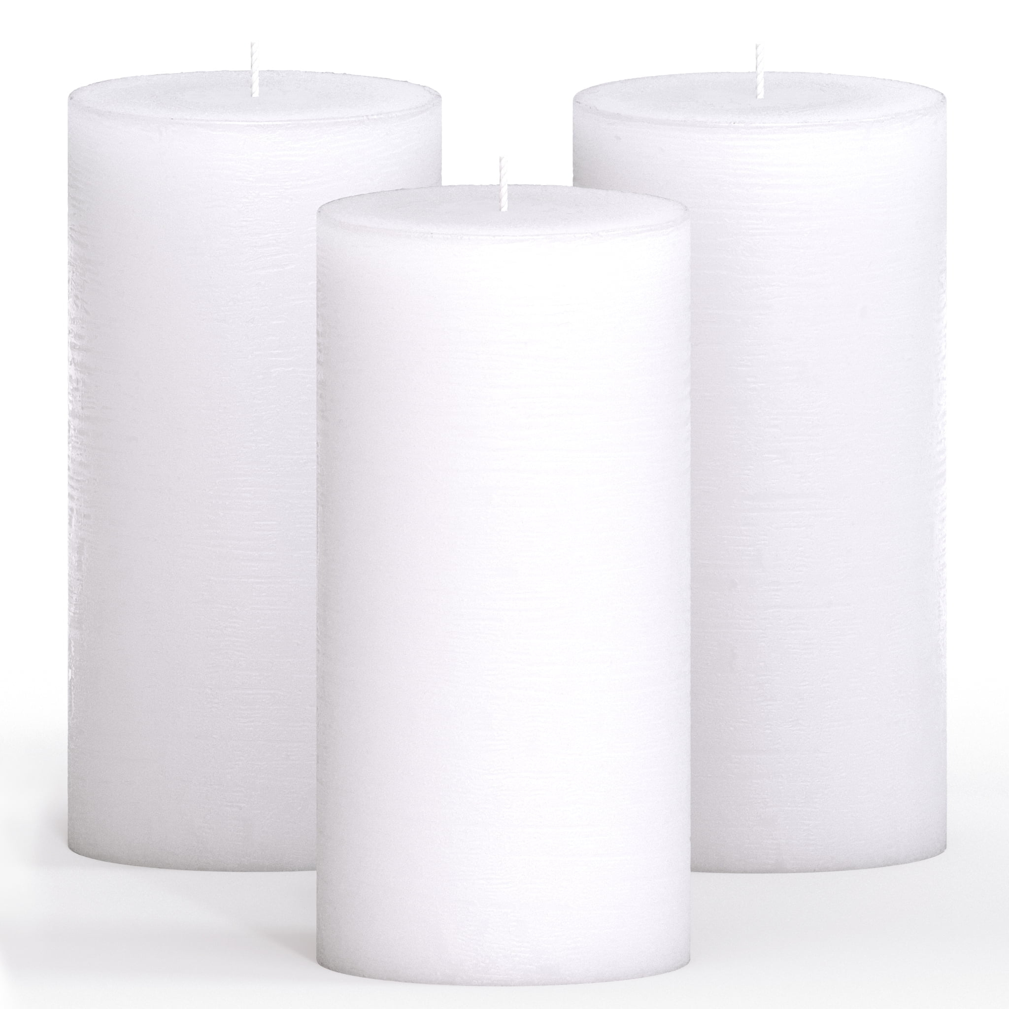 CANDWAX 3x6 Pillar Candles Set of 3 - Decorative Rustic Candles Unscented and Valentines Candles - Ideal as Wedding Candles or Large Candles for Home Interior - White Candles