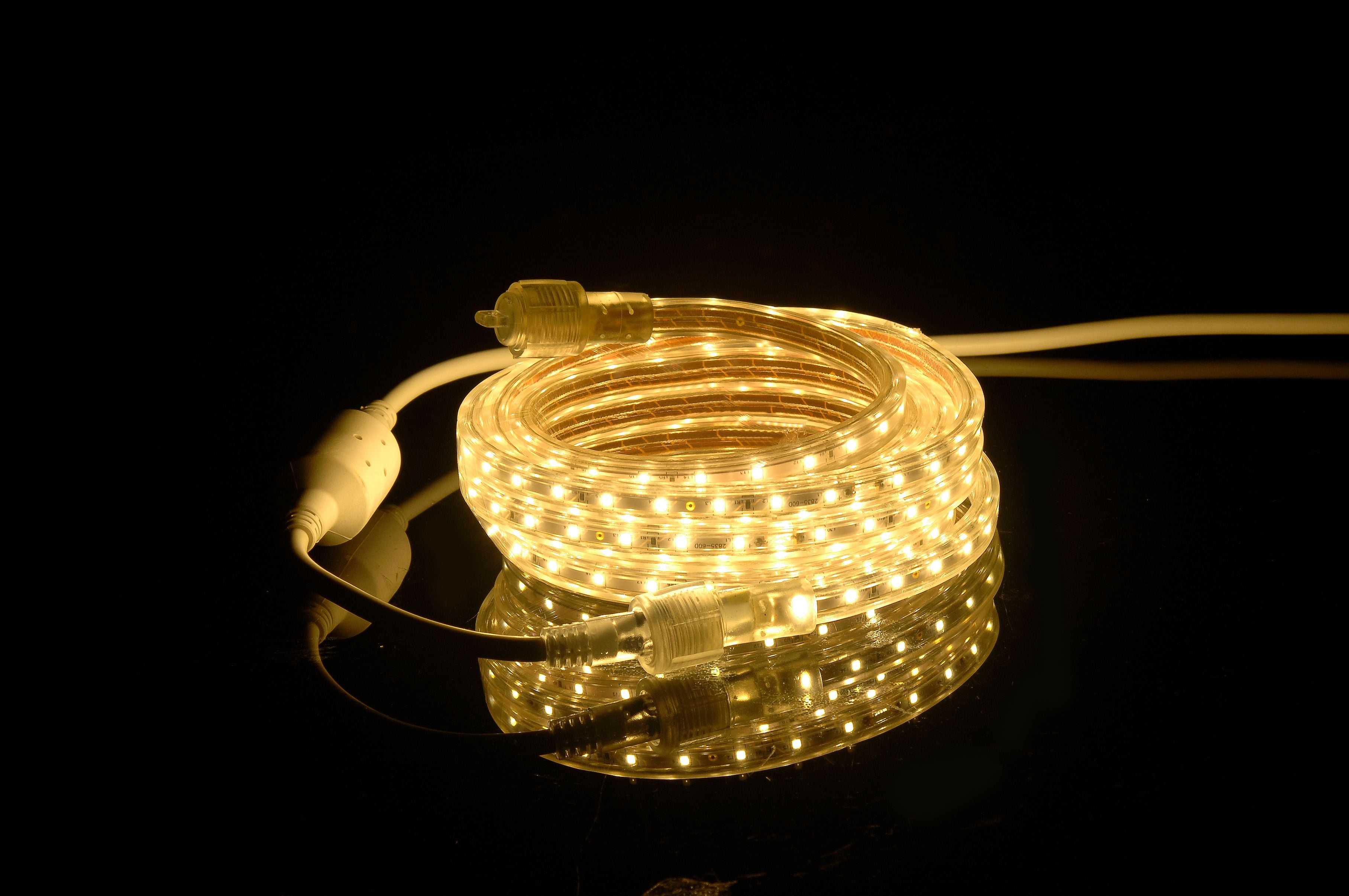 CBConcept UL Listed, 50 Feet, 5500 Lumen, 3000K Warm White, Dimmable, 110-120V AC Flexible Flat LED Strip Rope Light, 930 Units 3528 SMD LEDs, Indoor/Outdoor Use, Accessories Included, [Ready to use]