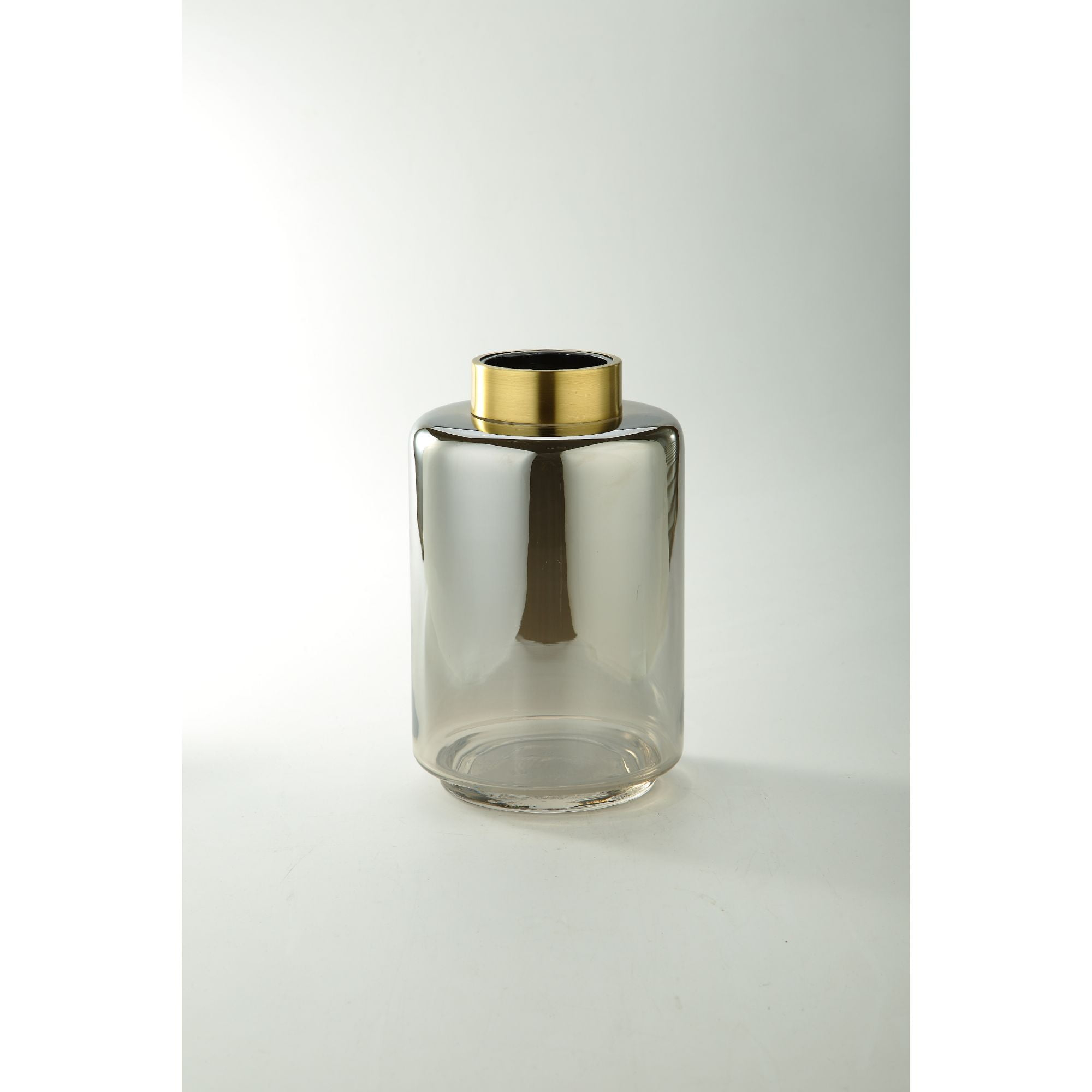 CC Home Furnishings 10" Clear Hand Blown Glass with Gold Top Design Vase