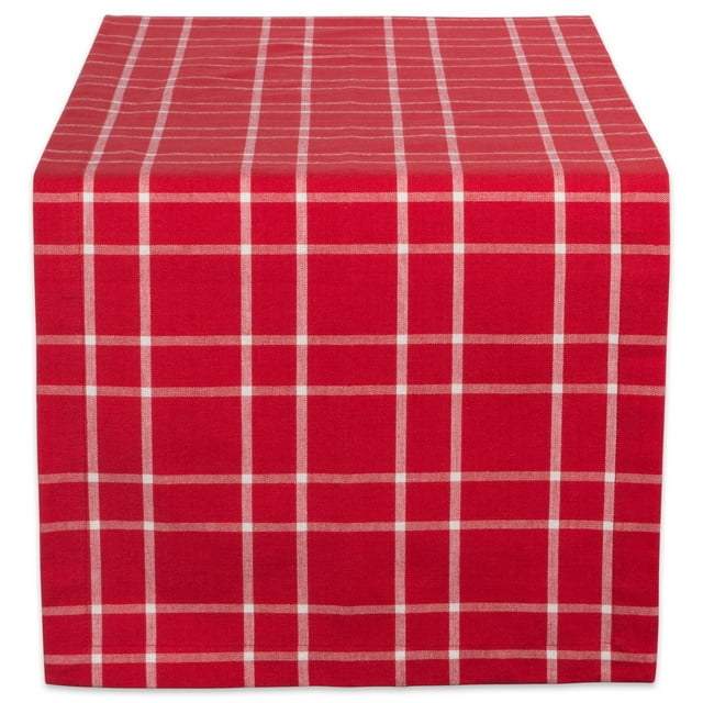 CC Home Furnishings 14" x 72" Red and White Holy Berry Plaid Pattern Rectangular Table Runner
