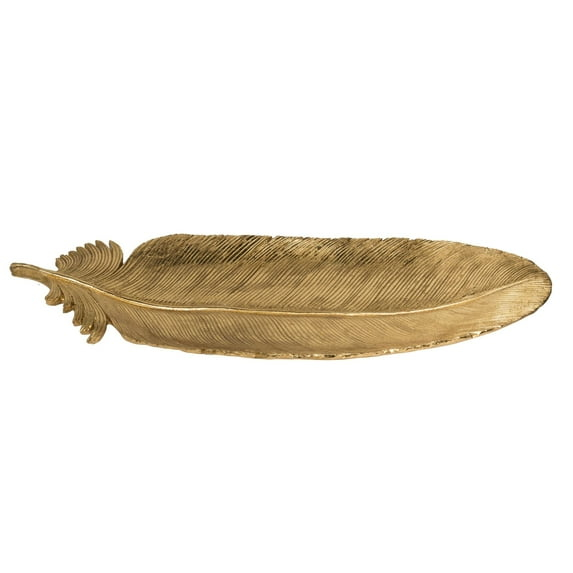 CC Home Furnishings Feather Style Leaf Accent Plate - 19.5" - Gold