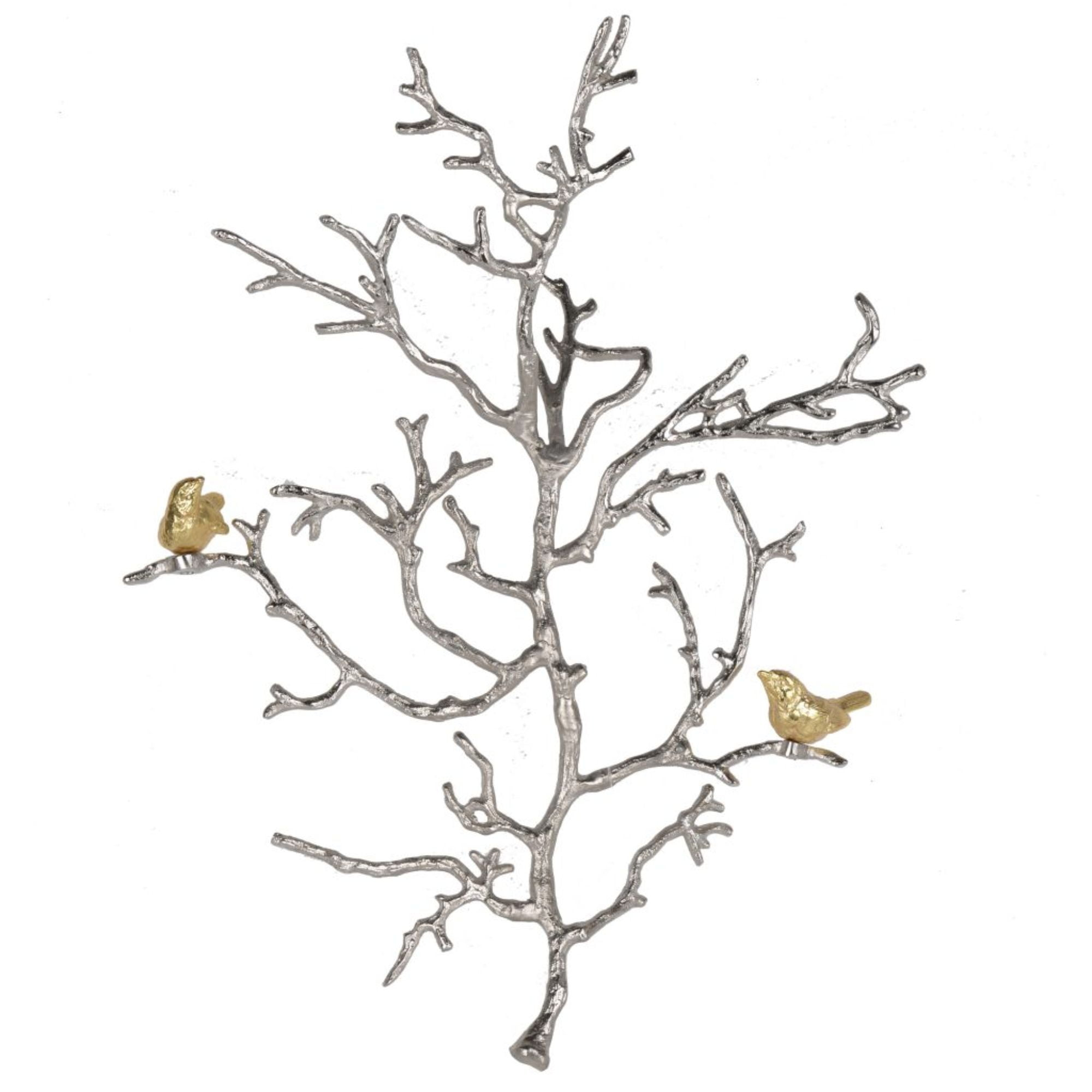 CC Home Furnishings Small Aluminum Branch Wall Sculpture with Birds - 22"