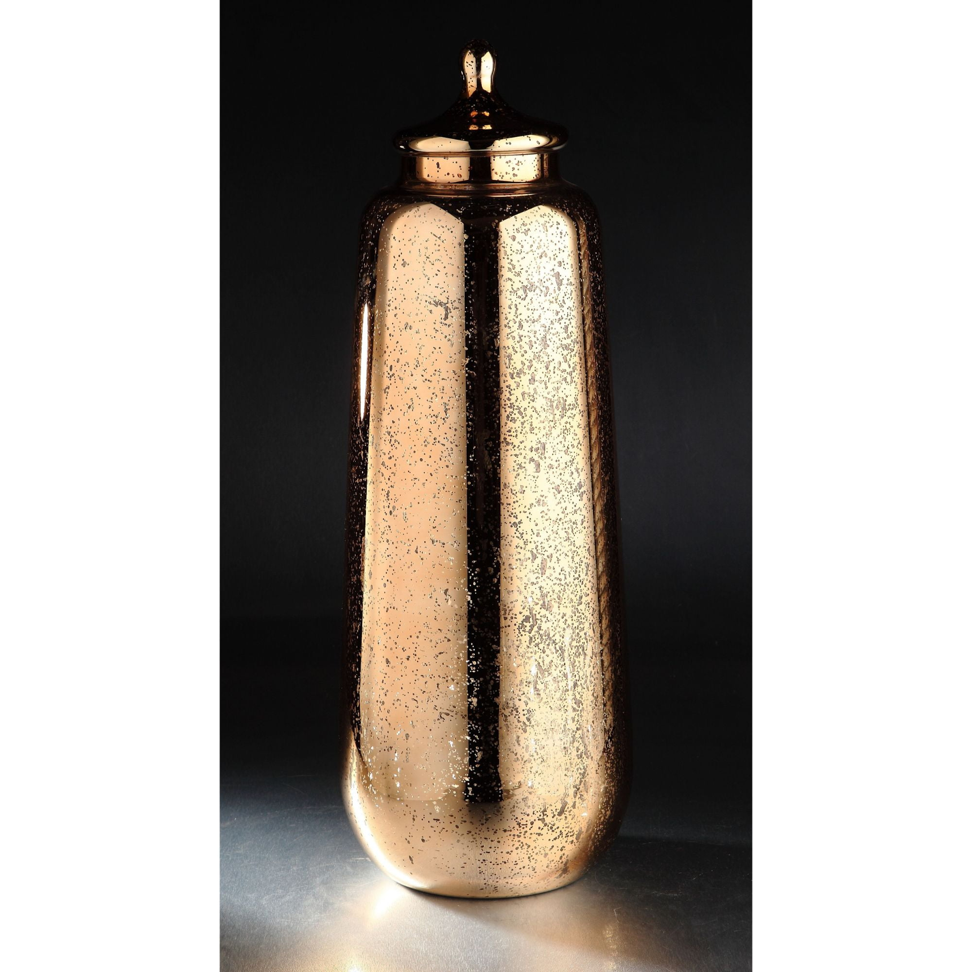 CC Home Furnishings 27" Metallic Amber Hand Blown Glass Jar with Finial Lid