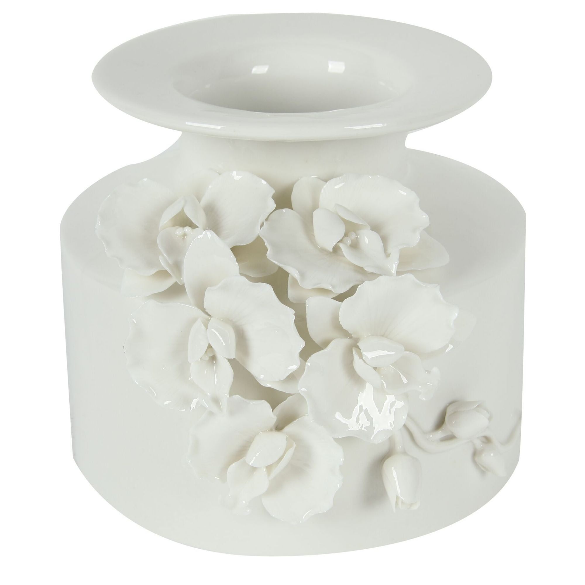 CC Home Furnishings 7.5" White Glossy Finish and Classic Style Vase