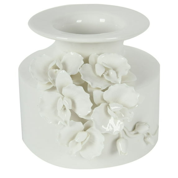 CC Home Furnishings 7.5" White Glossy Finish and Classic Style Vase