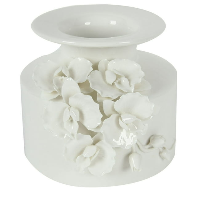 CC Home Furnishings 7.5" White Glossy Finish and Classic Style Vase