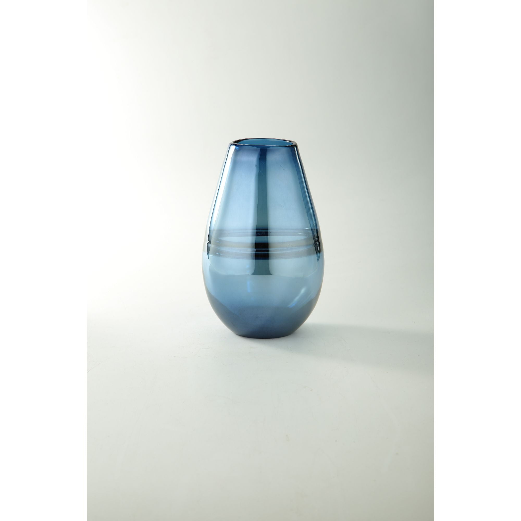 CC Home Furnishings 8.5” Blue Glass Flower Vase Tabletop Decoration