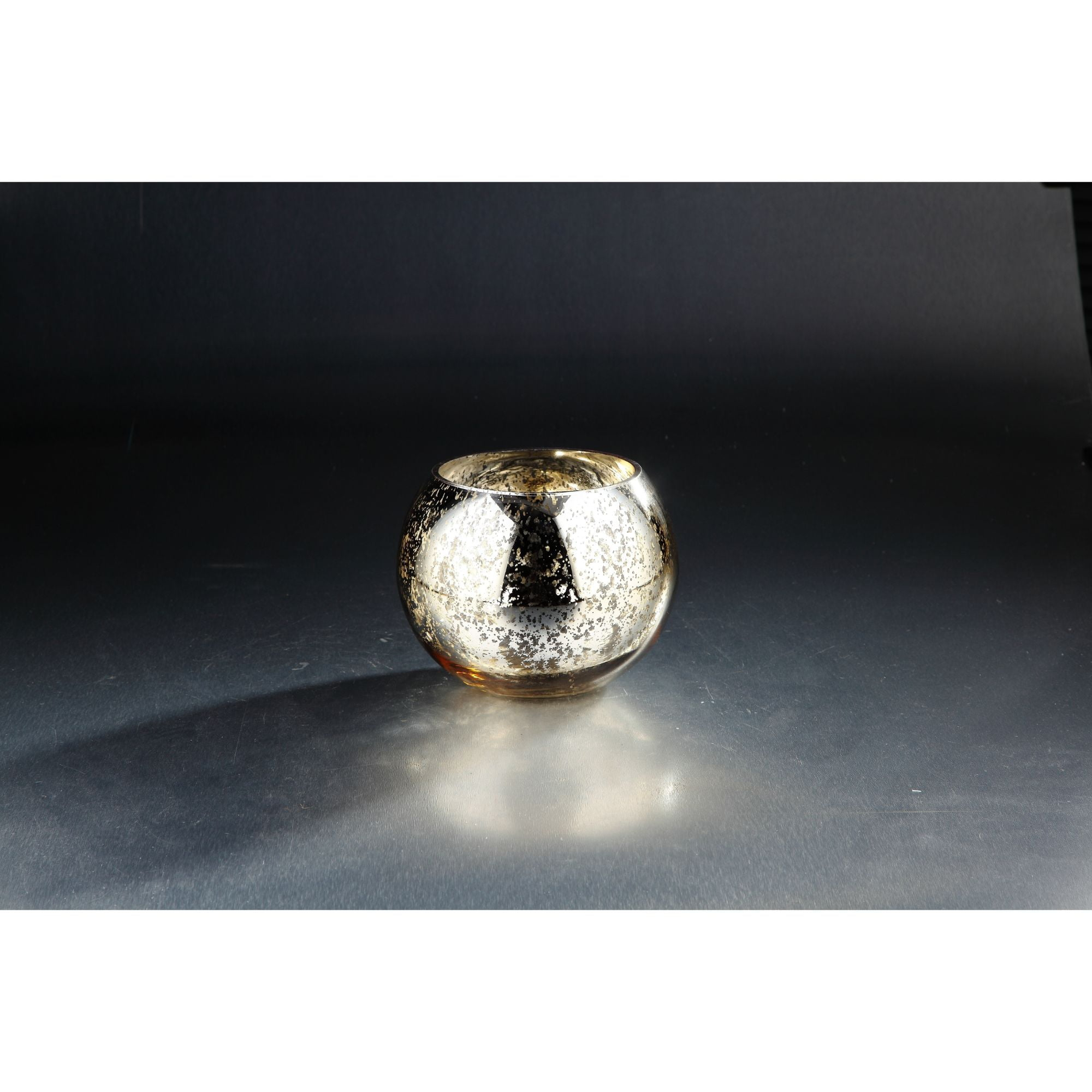 CC Home Furnishings 8" Metallic Silver and Gold Round Mercury Glass Votive Candle Holder