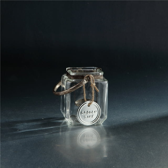 CC Home Furnishings Rectangular Glass Candle Holder with Handle - 6" - Clear