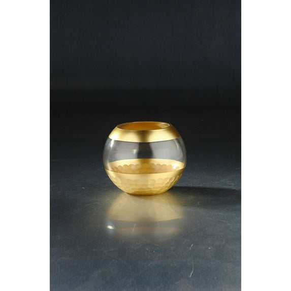 CC Home Furnishings Spherical Hand Blown Glass Vase - 6" - Clear and Gold