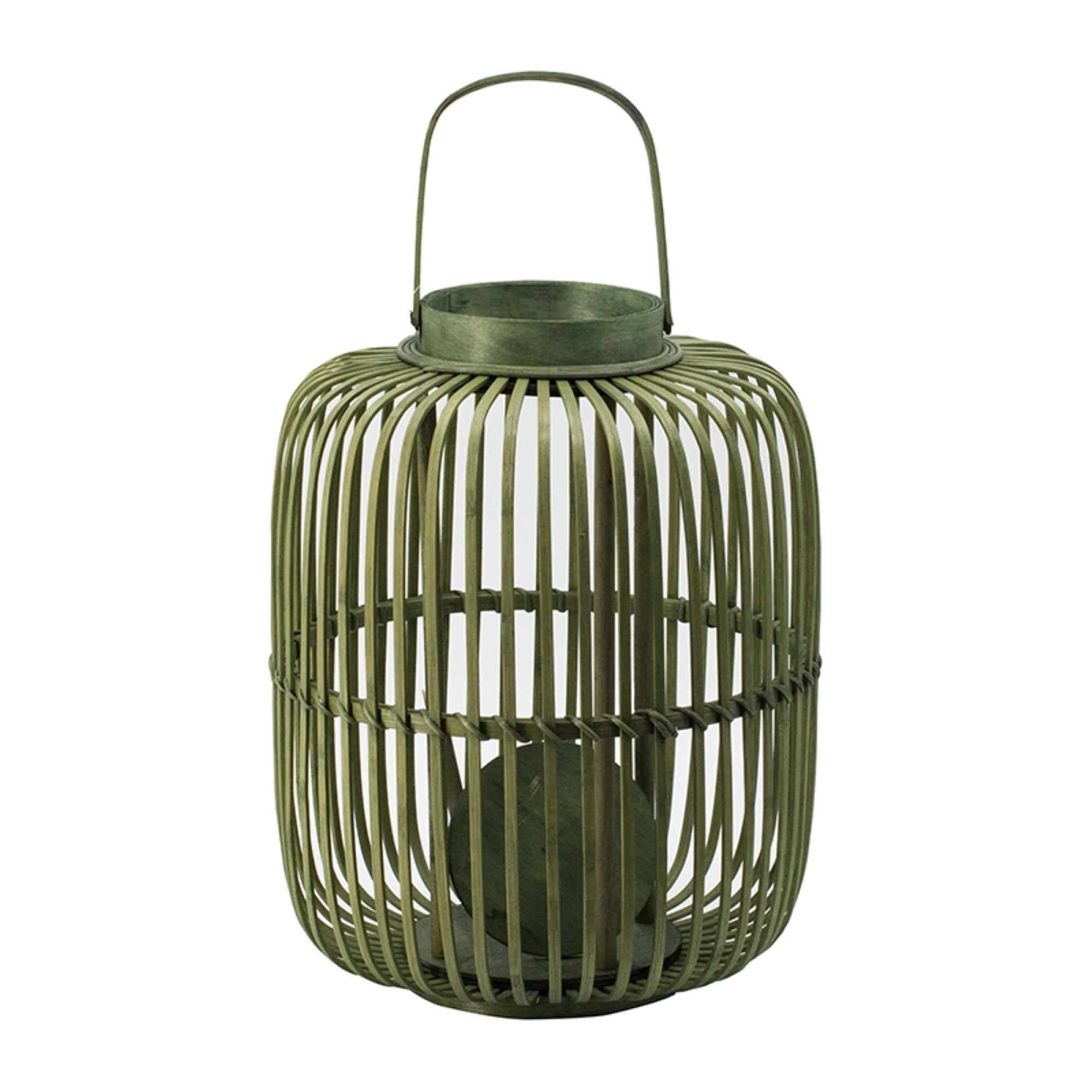 CC Home Furnishings Vintage Bamboo Candle Lantern with Handle - 17" - Green