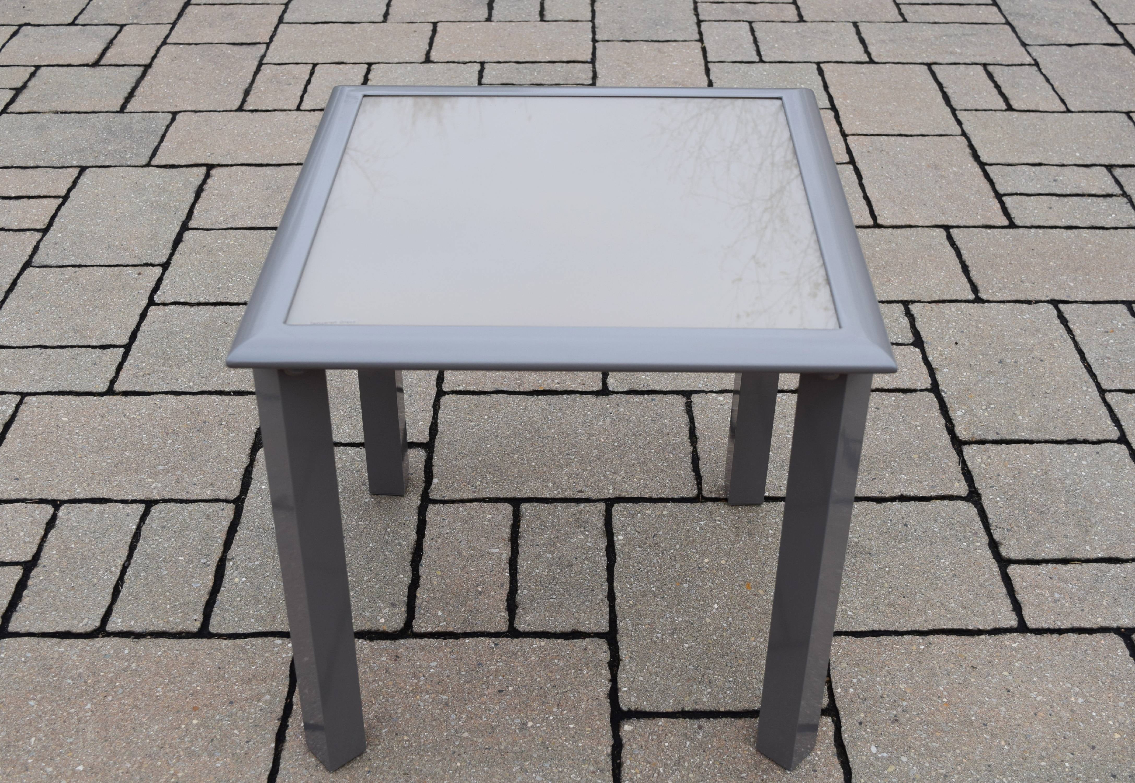 CC Outdoor Living Screen Printed Glass Top Outdoor Patio Side Table - 18" - Beige